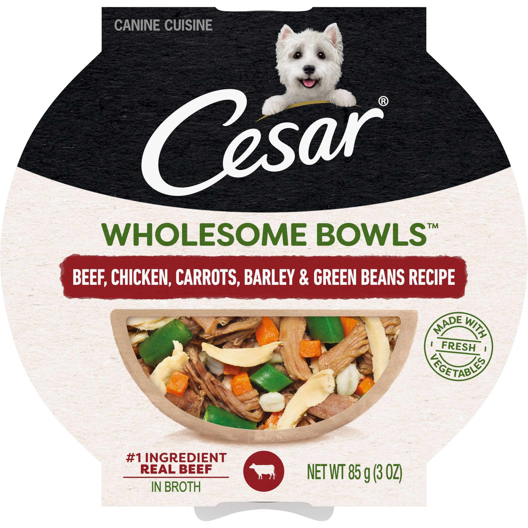 Cesar Wholesome Bowls Beef, Chicken, Carrots, Barley & Green Beans Recipe Small Breed Adult Soft Wet Dog Food