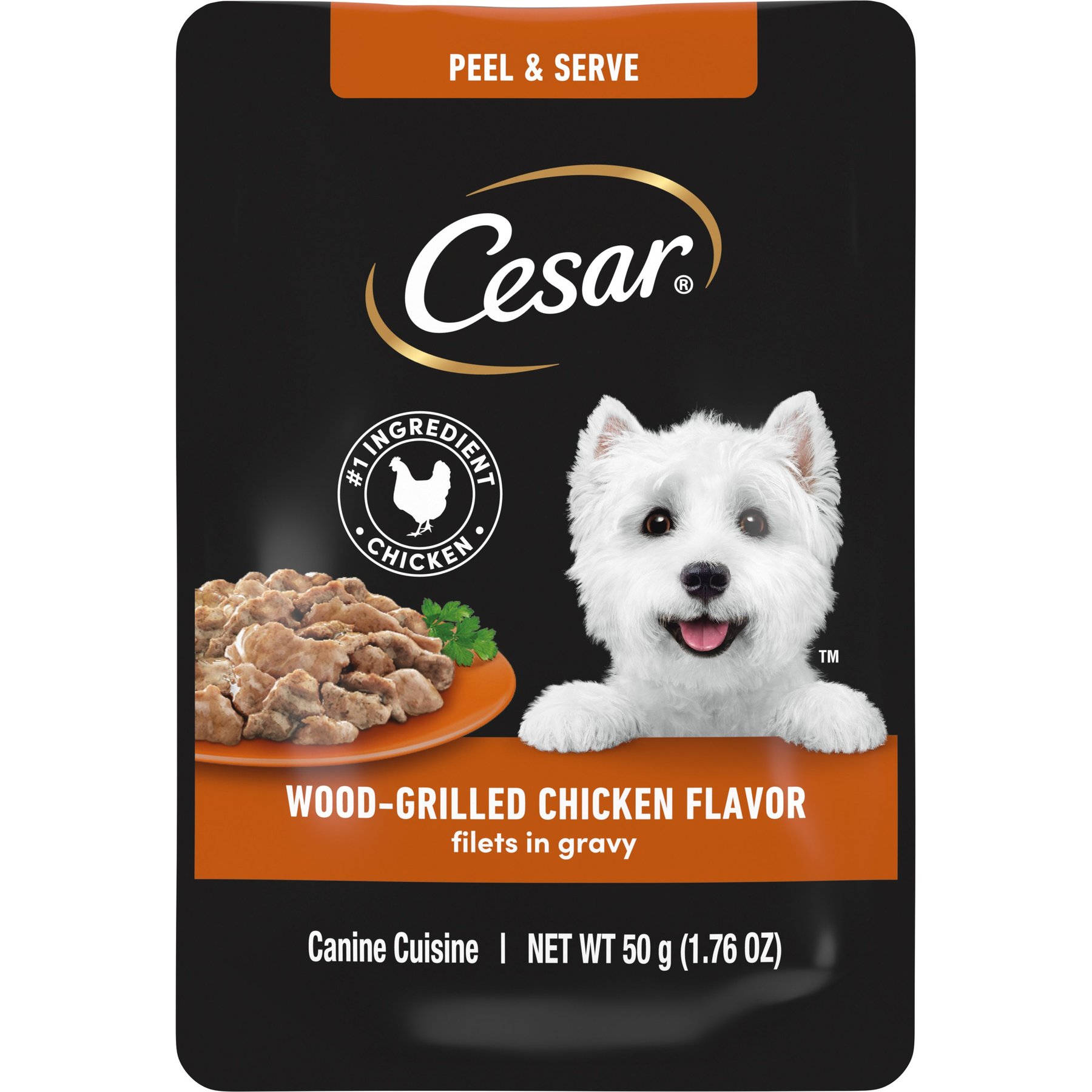 Cesar Wood-Grilled Chicken Flavor Filets in Gravy Wet Dog Food, 1.76-oz mini-pouch, case of 20