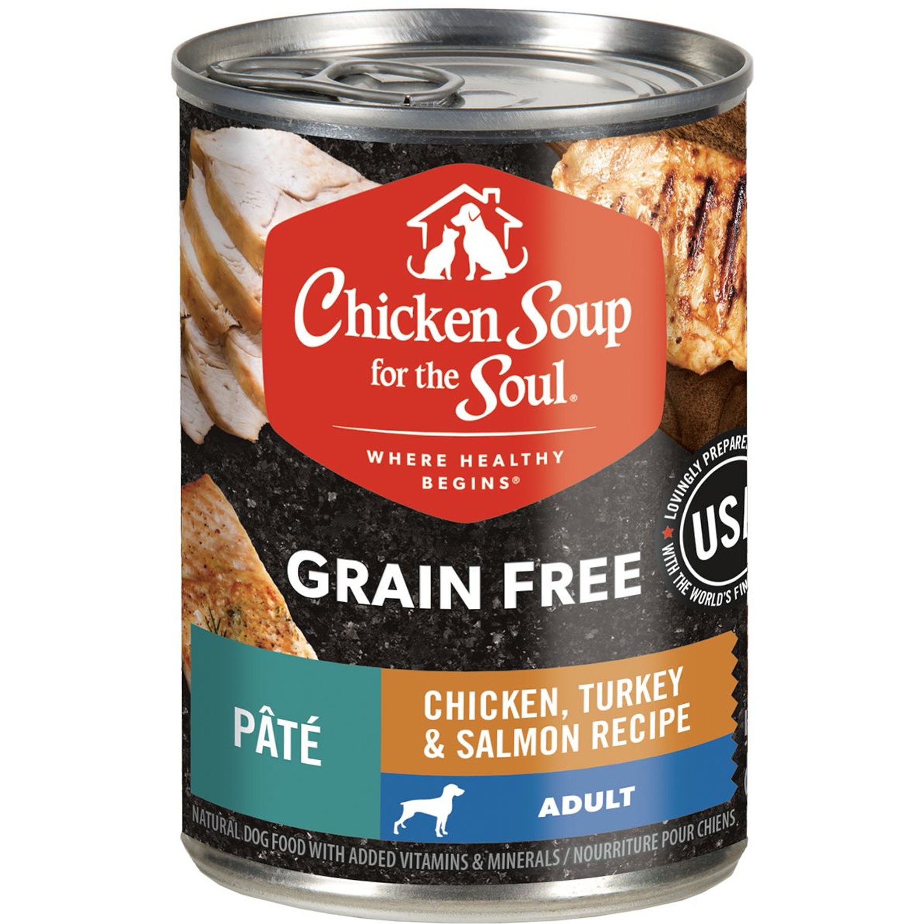 Chicken Soup for the Soul Chicken, Turkey & Salmon Recipe Grain-Free Canned Dog Food, 13-oz can, case of 12