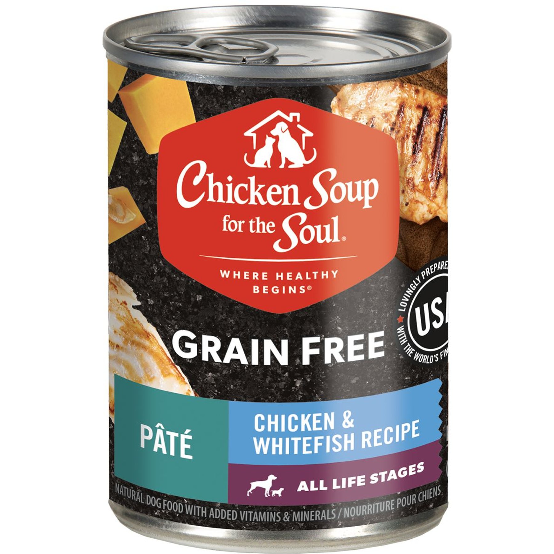 Chicken Soup for the Soul Chicken & Whitefish Recipe Grain-Free Canned Dog Food, 13-oz can, case of 12