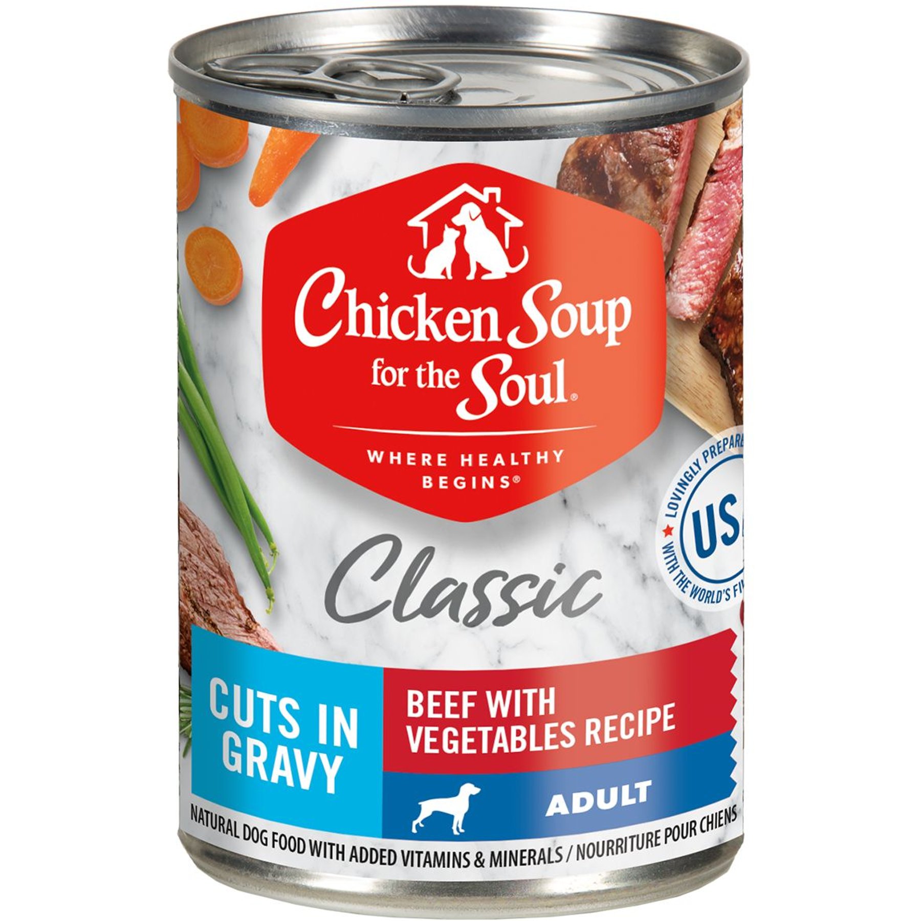 Chicken Soup for the Soul Classic Cuts in Gravy Beef with Vegetables Recipe Adult Dog Food