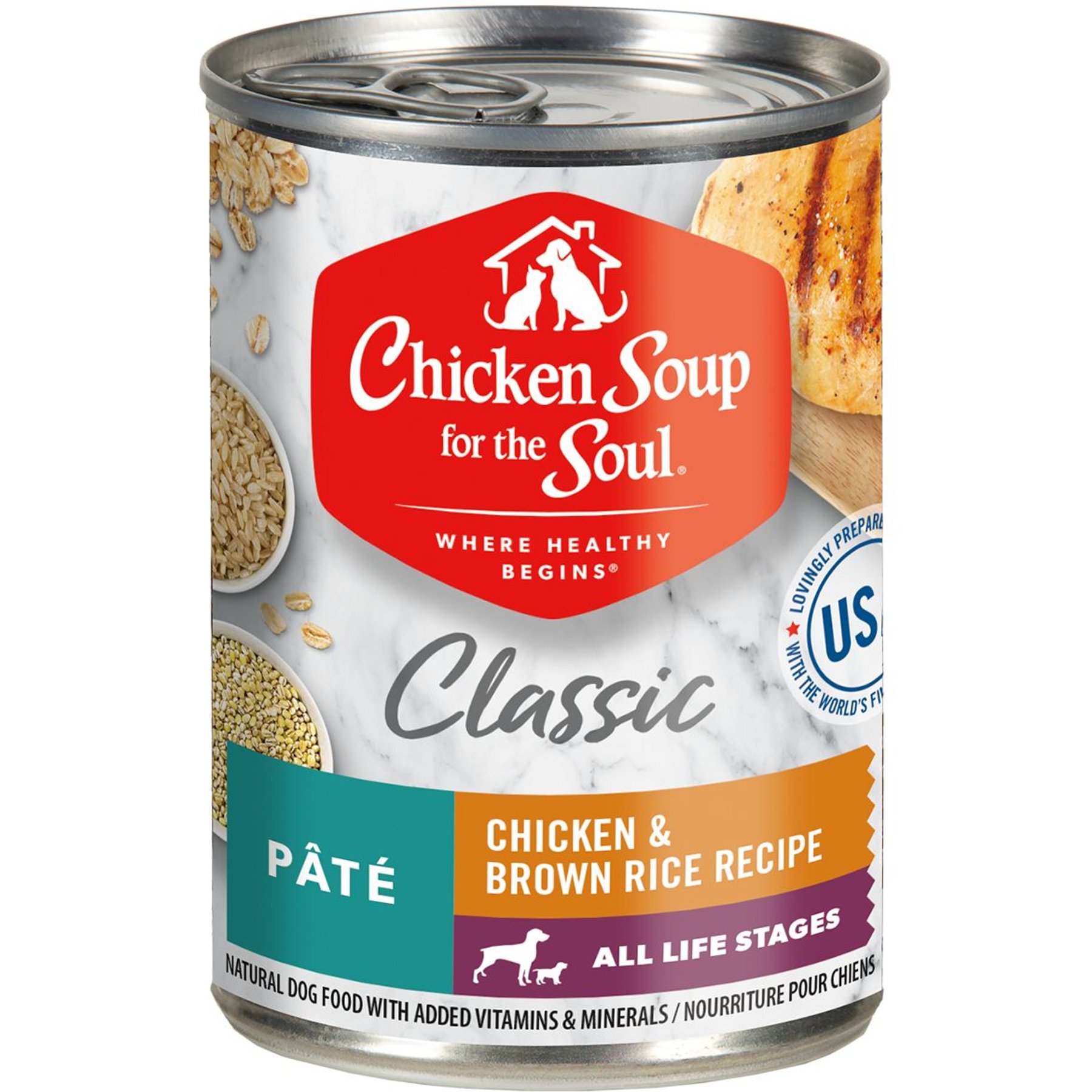 Chicken Soup for the Soul Classic Pate Chicken & Brown Rice Recipe Canned Dog Food