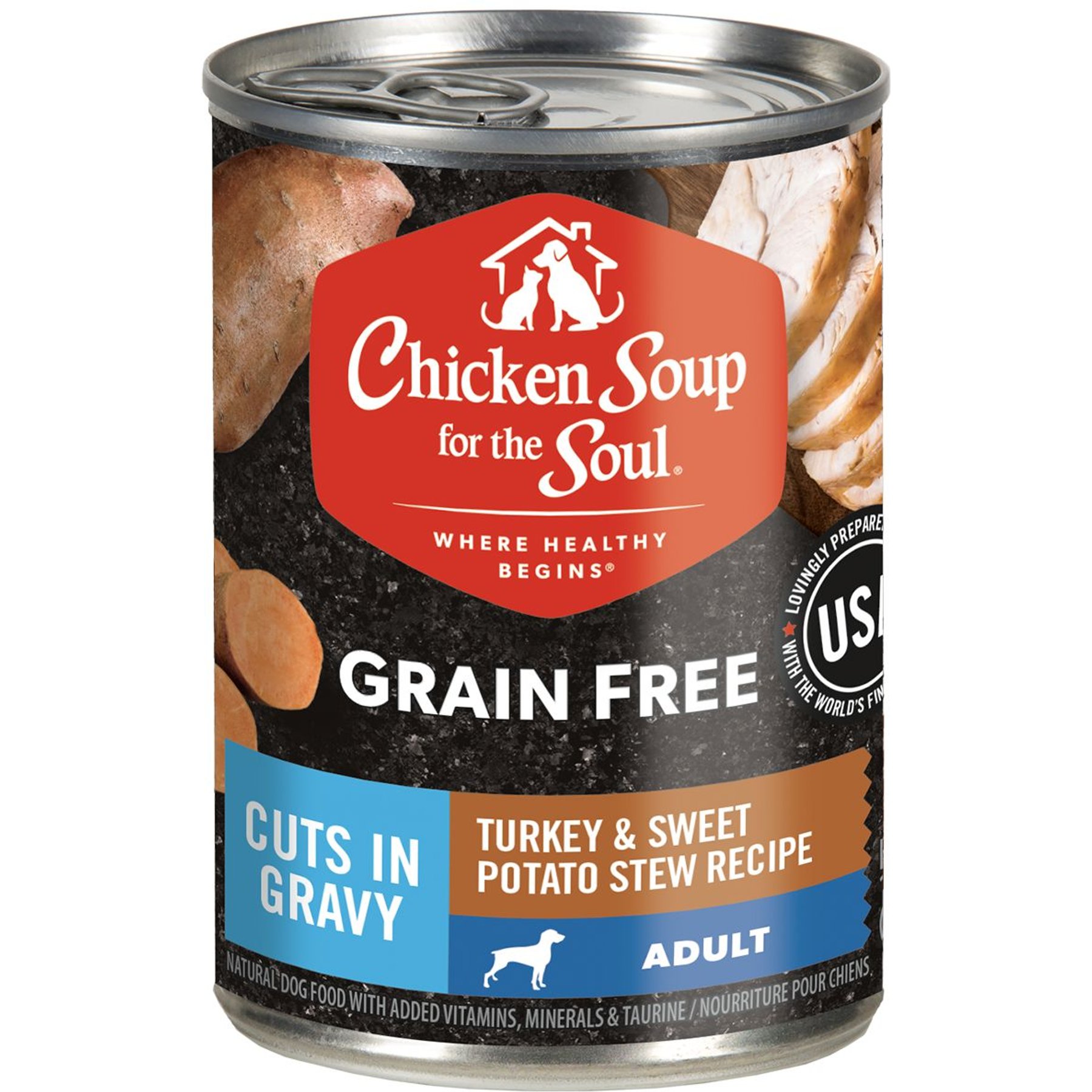 Chicken Soup for the Soul Turkey & Sweet Potato Stew Recipe Grain-Free Canned Dog Food, 13-oz can, case of 12