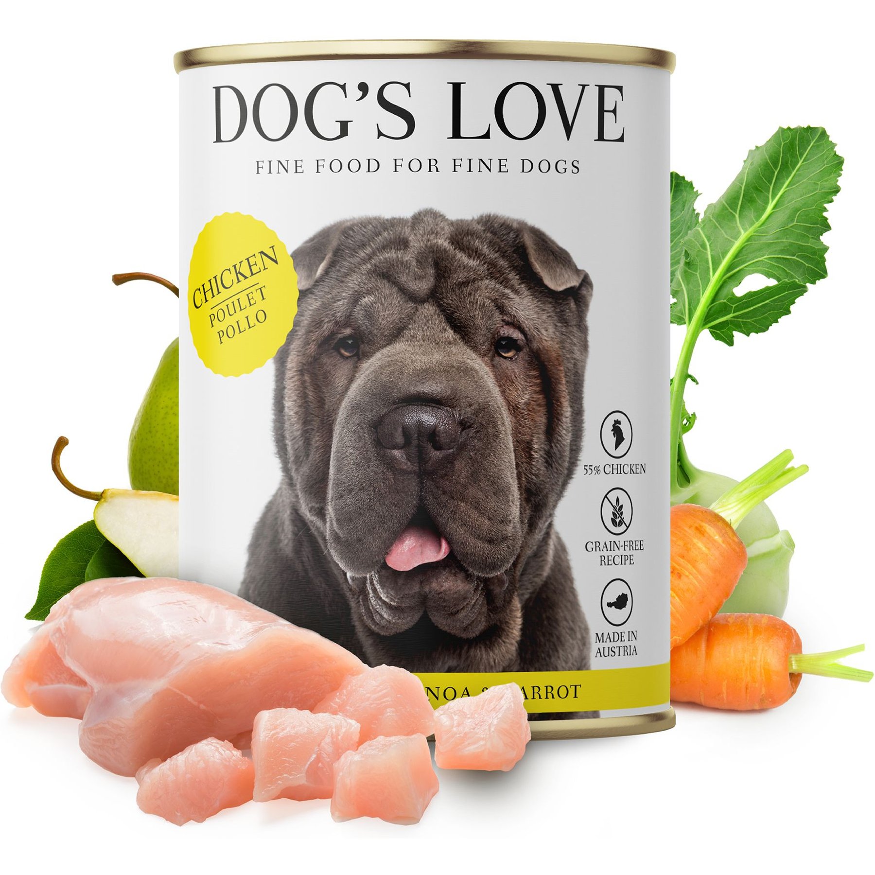 Dog's Love Super Premium Natural Single Protein Limited Ingredient Adult Classic Chicken Canned Dog Food, 14.1-oz can, 6 count