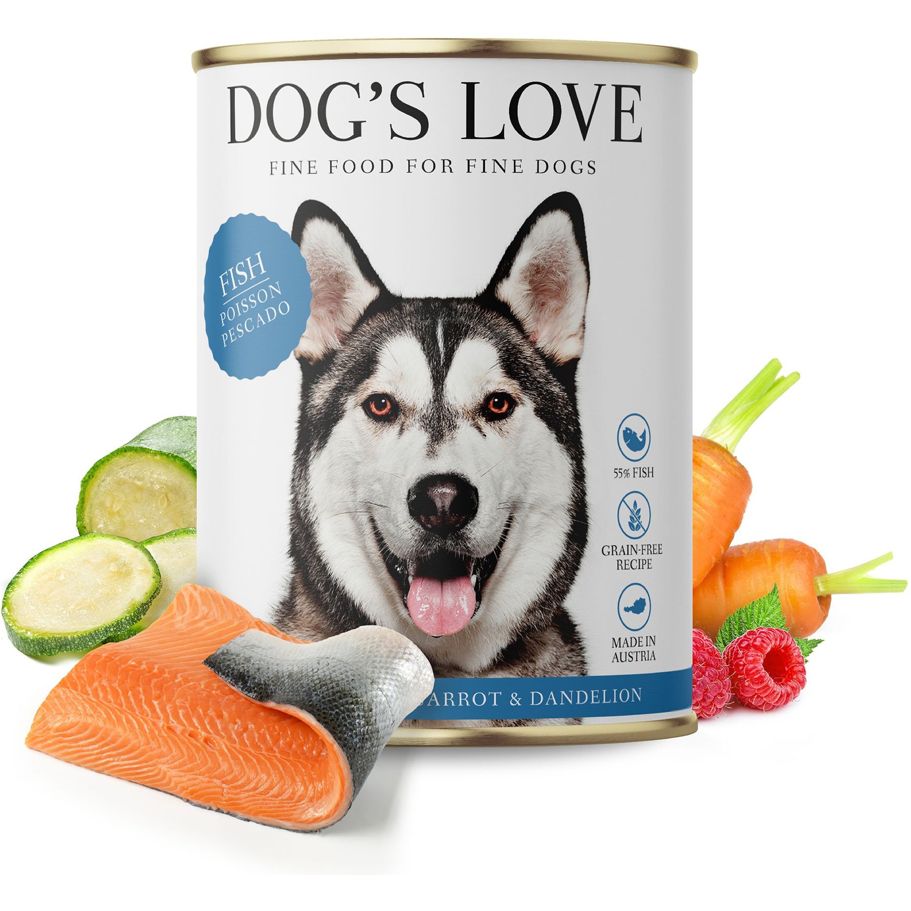 Dog's Love Super Premium Natural Single Protein Limited Ingredient Adult Classic Fish Canned Dog Food, 14.1-oz can, 6 count