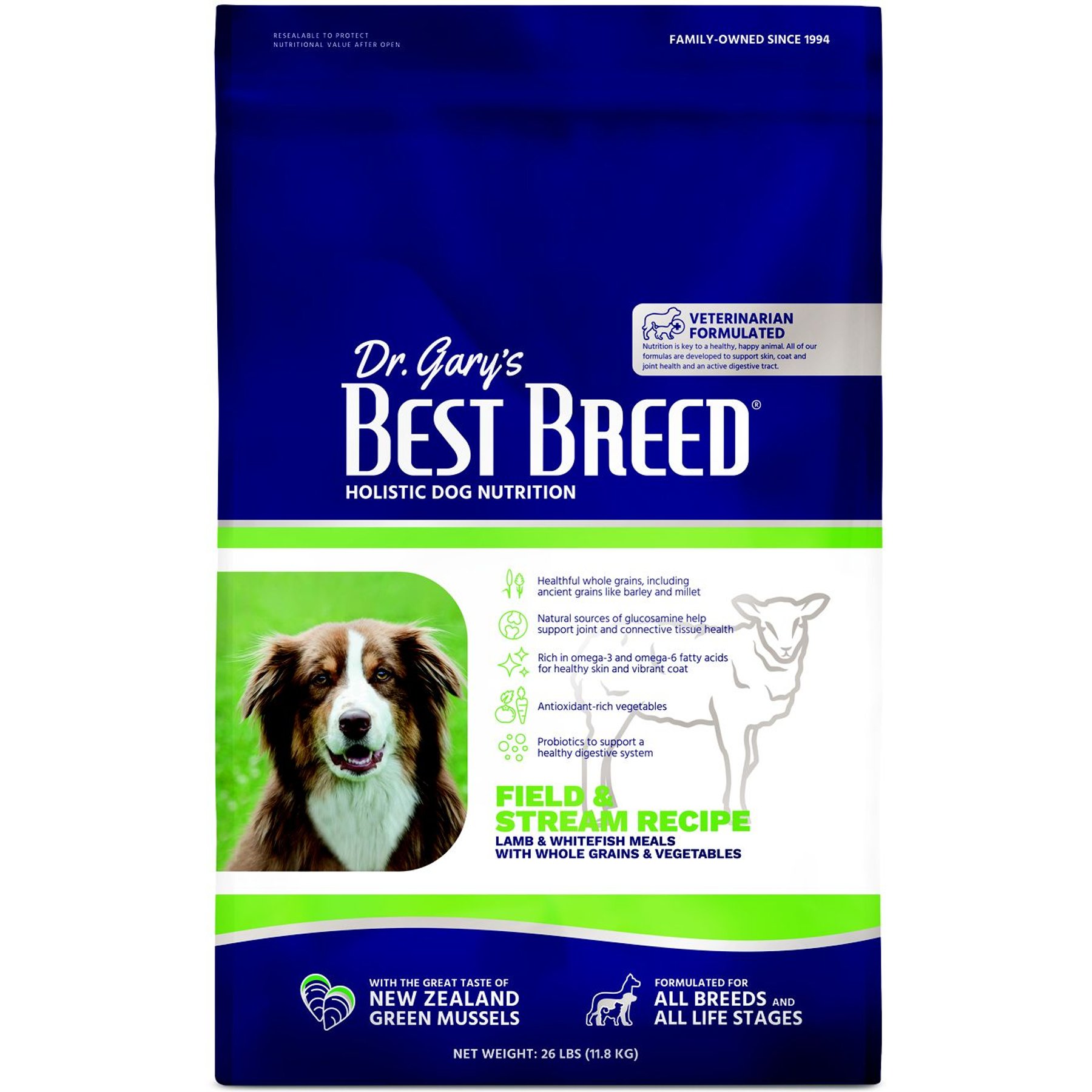 Dr. Gary's Best Breed Field & Stream Recipe Lamb & Whitefish Meals Dry Dog Food