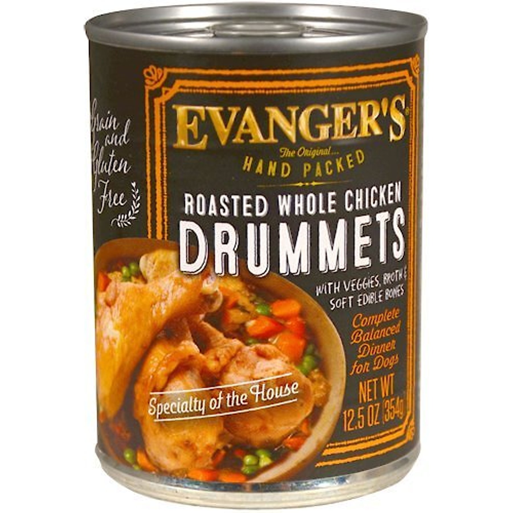 Evanger's Grain-Free Hand Packed Roasted Whole Chicken Drummets Dinner Canned Dog Food