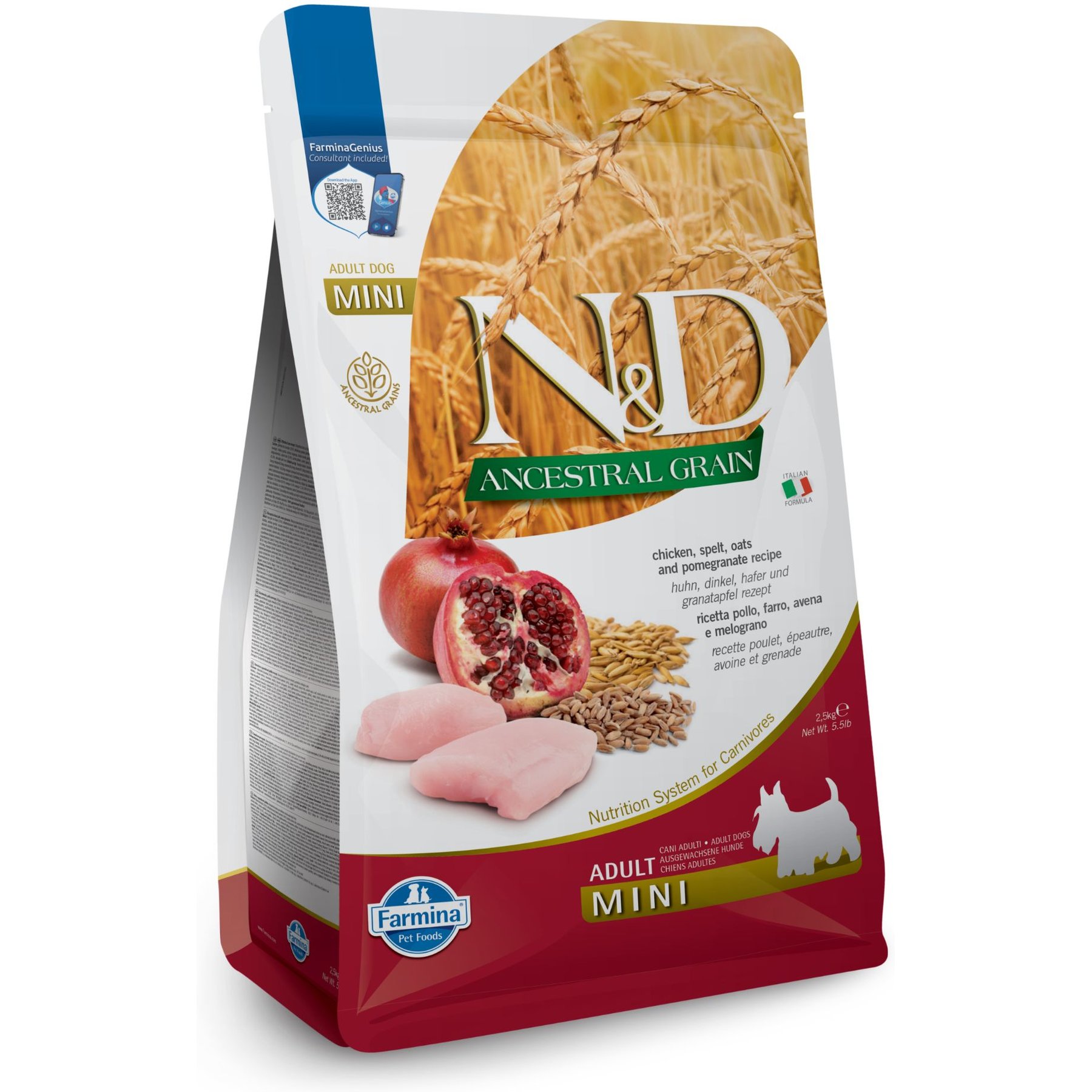 Farmina Natural & Delicious Chicken & Ancestral Low-Grain Mini Breed Formula Dry Dog Food