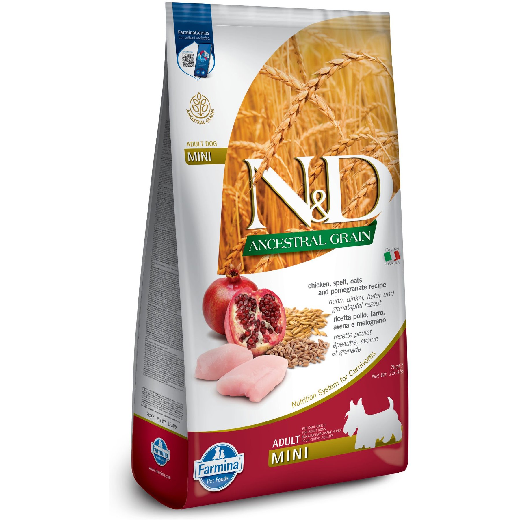 Farmina N&D Ancestral Grain Chicken & Pomegranate Recipe Adult Mini Dry Dog Food