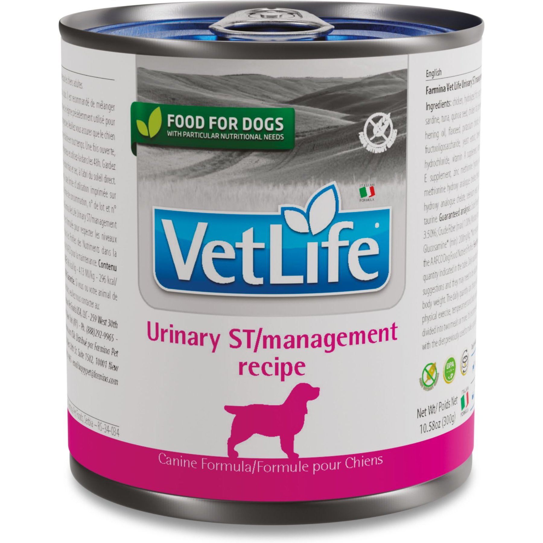 Farmina Vet Life Urinary ST Management Canine Wet Dog Food, 10.58-oz can, case of 6