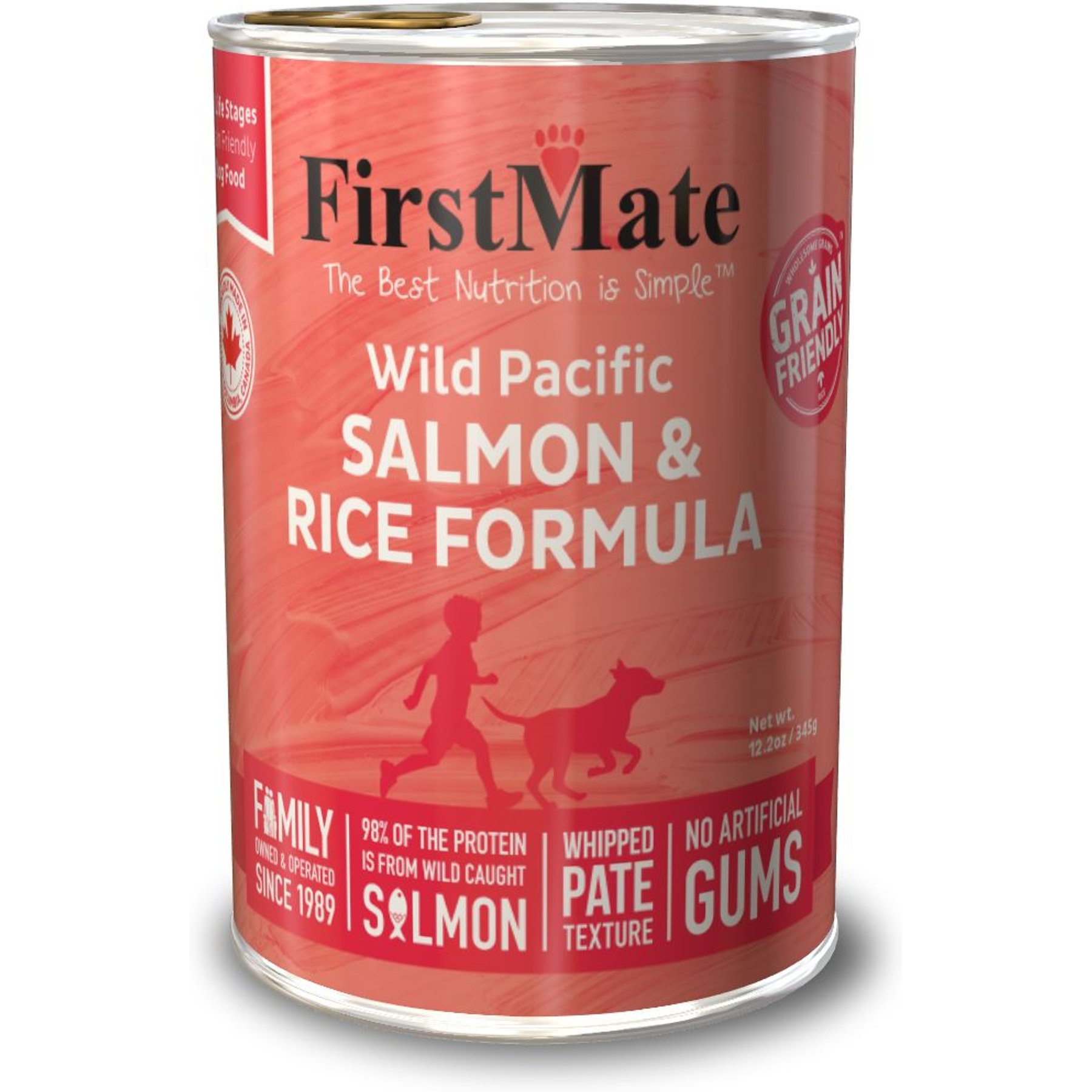 Firstmate Wild Pacific Salmon & Rice Formula Canned Dog Food, 12.2-oz can, case of 12