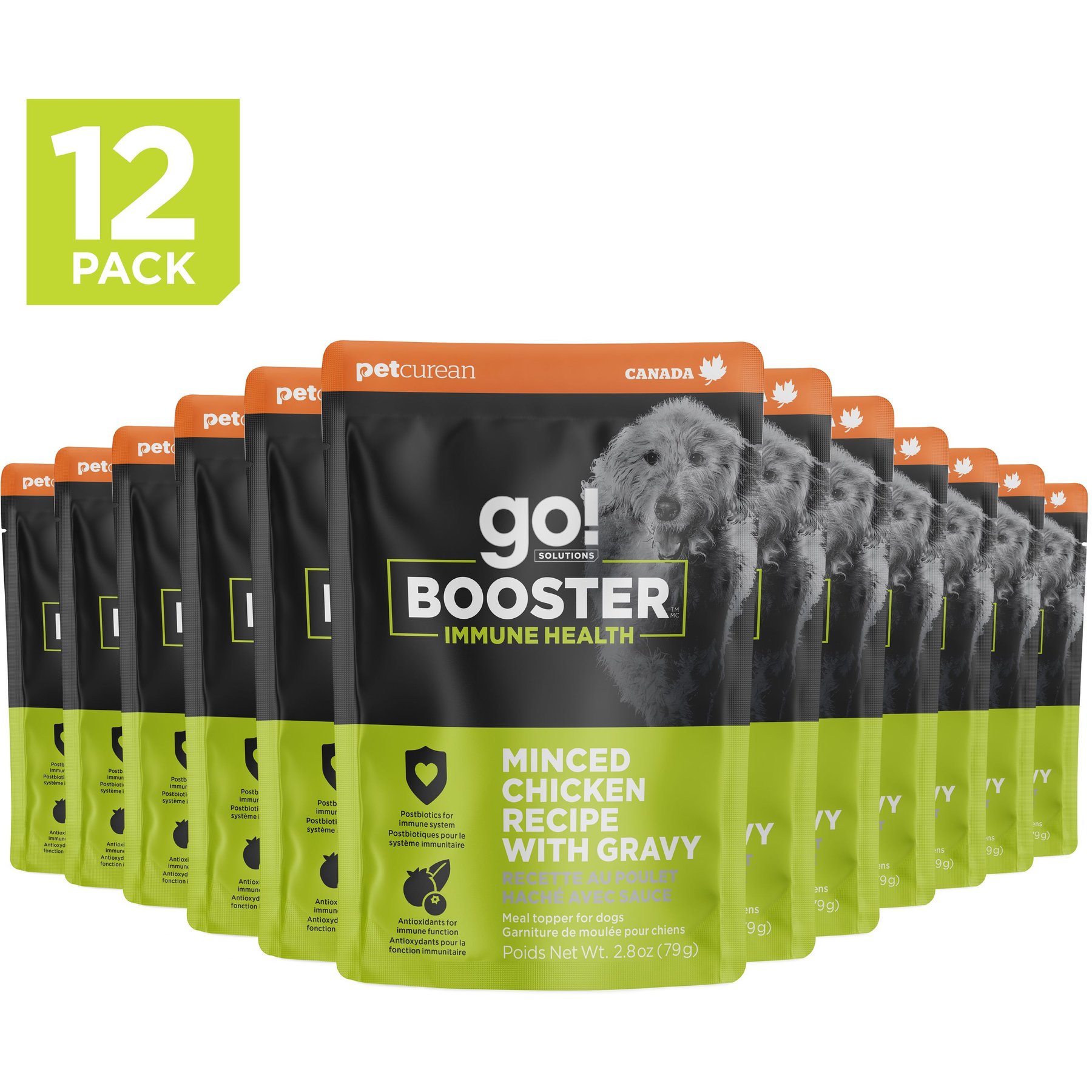 Go! Solutions Booster Immune Health Minced Chicken with Gravy Wet Dog Food, 2.8-oz pouch, 12 count