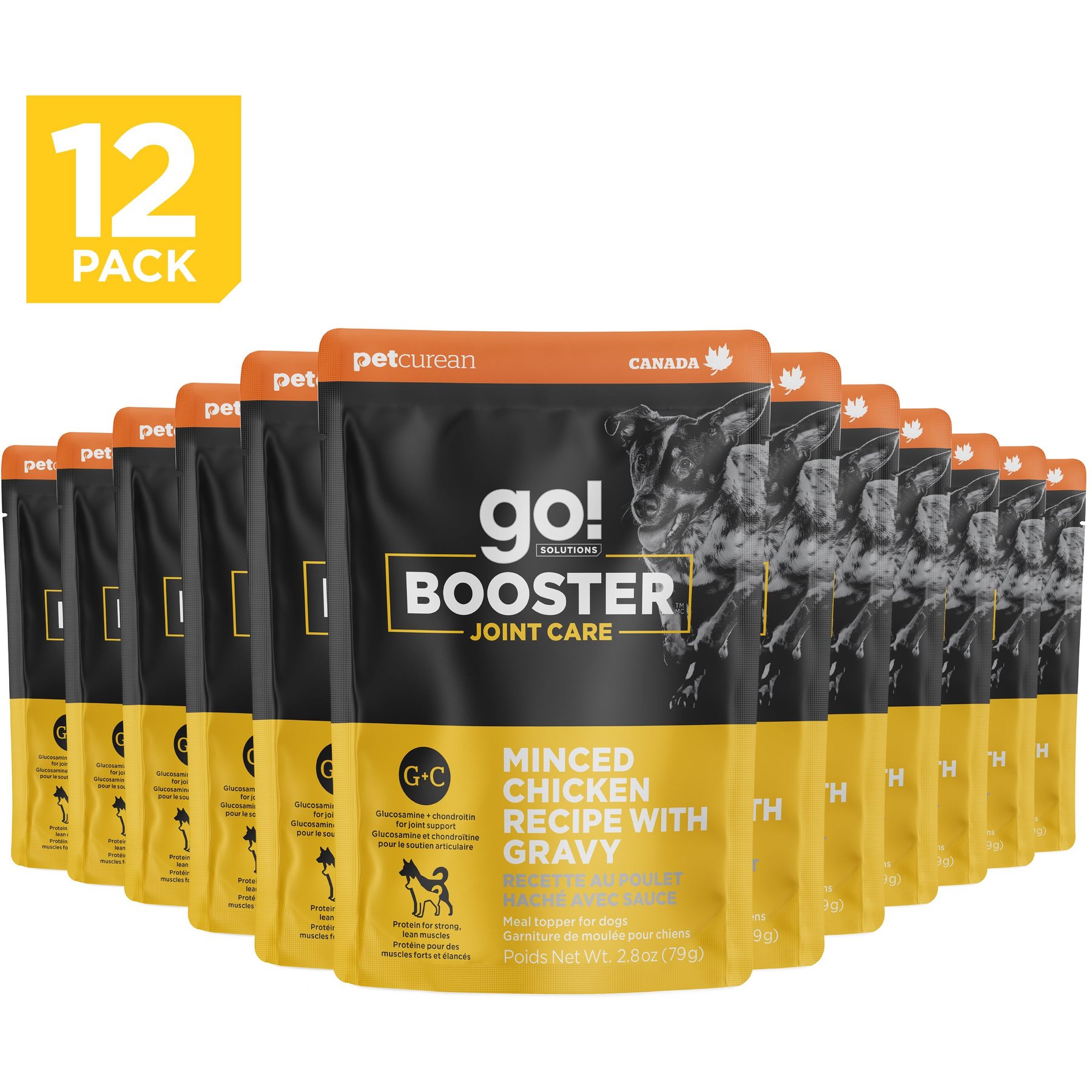 Go! Solutions Booster Joint Care Minced Chicken with Gravy Wet Dog Food, 2.8-oz pouch, 12 count