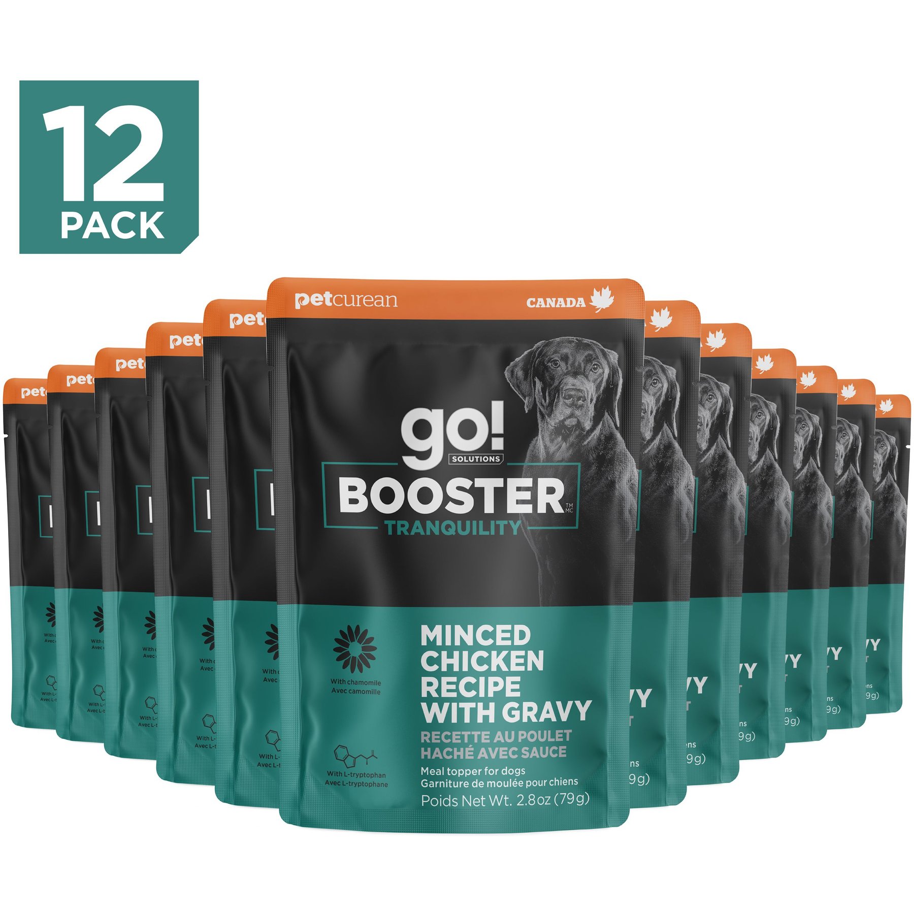 Go! Solutions Booster Tranquility Minced Chicken with Gravy Wet Dog Food, 2.8-oz pouch, 12 count