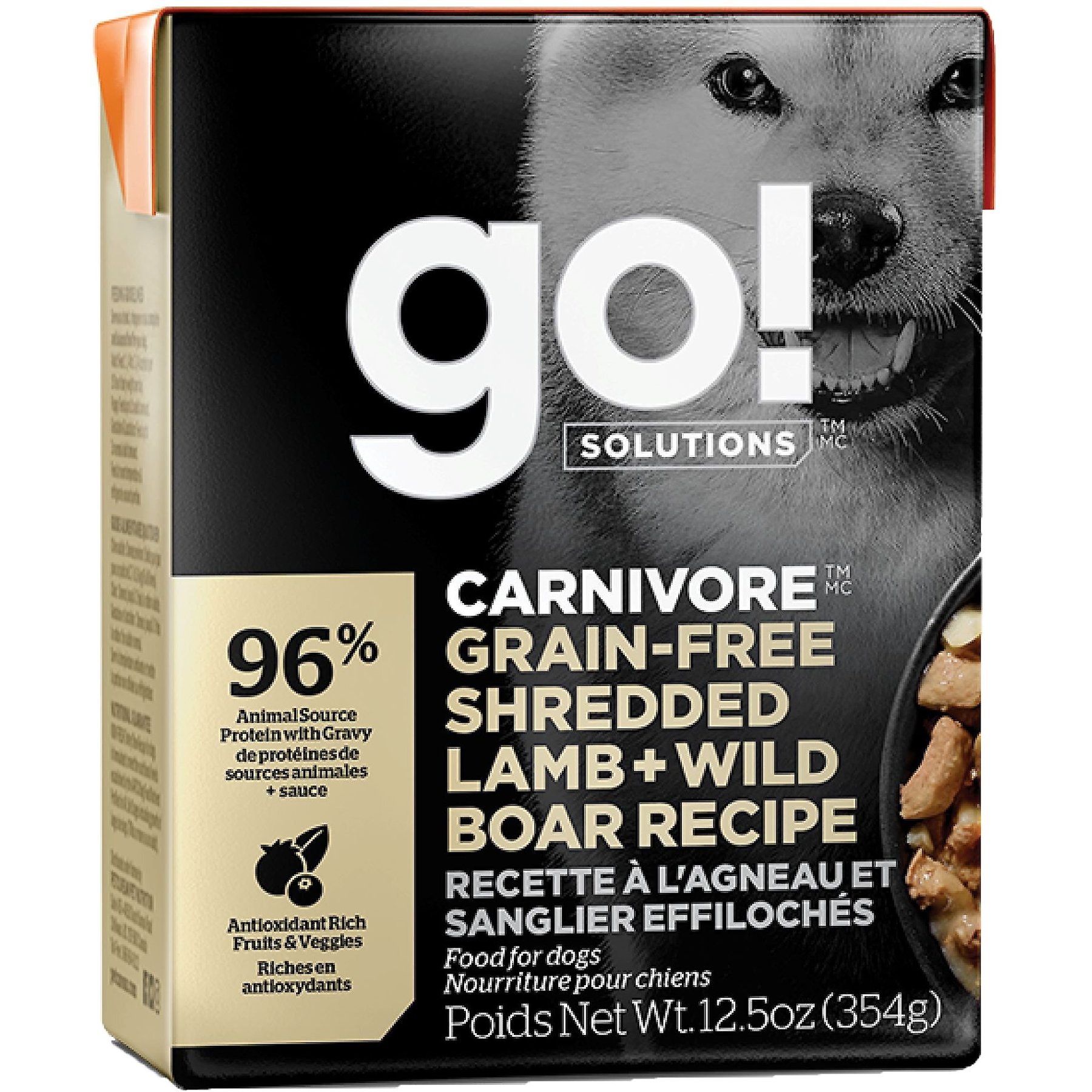 Go! Solutions Carnivore Grain-Free Shredded Lamb & Wild Boar Recipe Dog Food