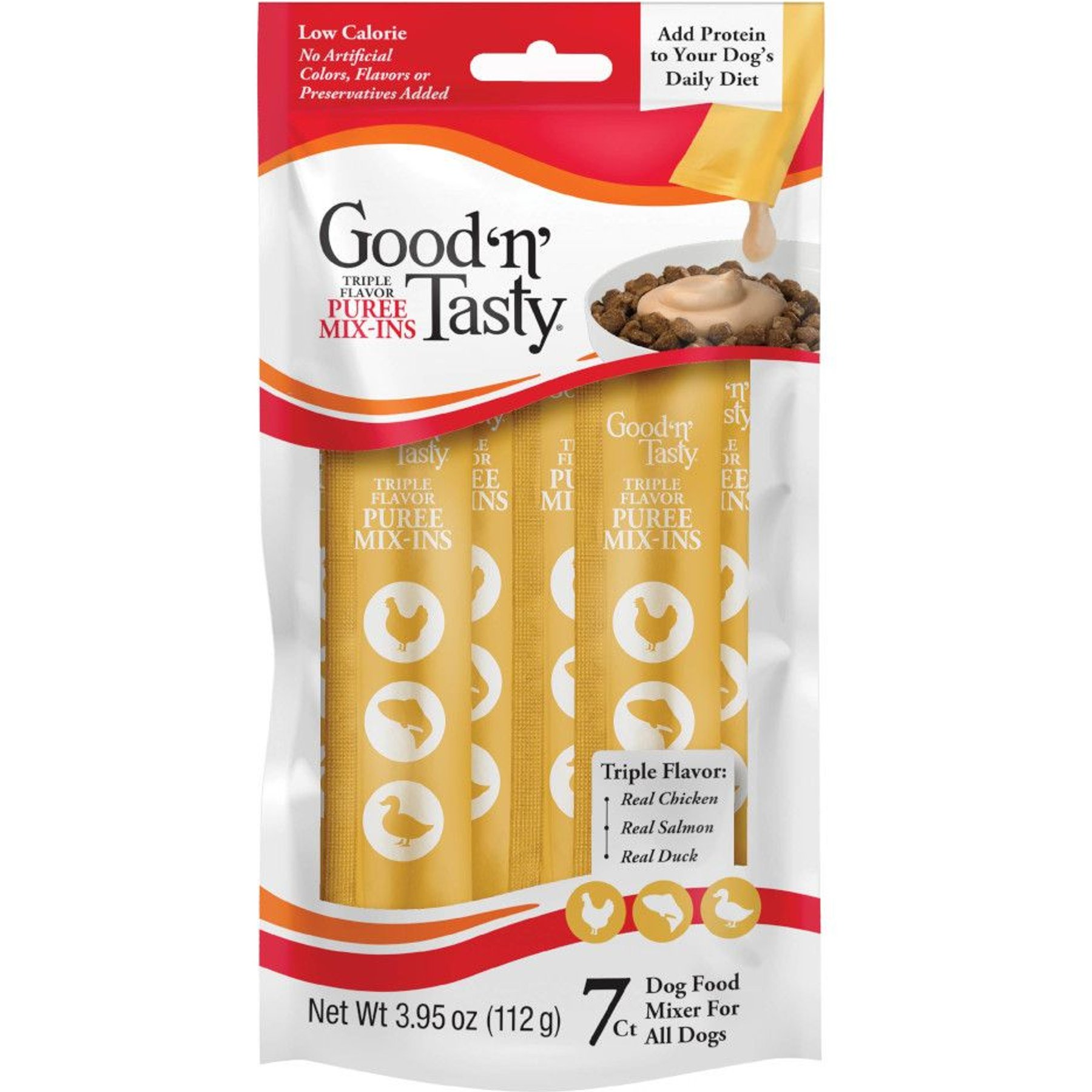 Good 'n' Tasty Triple Flavor Mix Chicken, Salmon, & Duck Puree Dog Food Topper