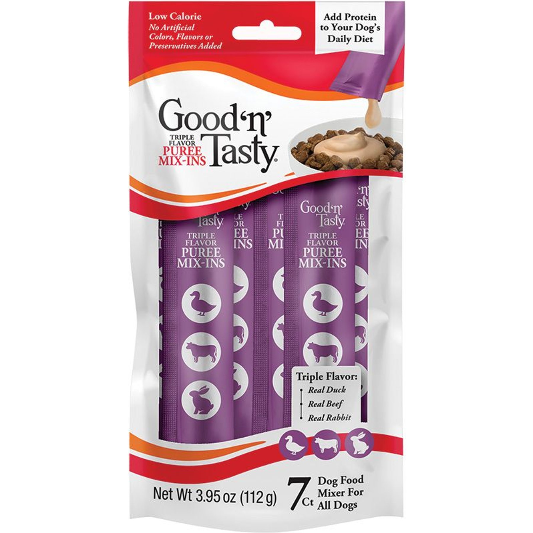 Good 'n' Tasty Triple Flavor Mix Duck, Beef, & Rabbit Puree Dog Food Topper