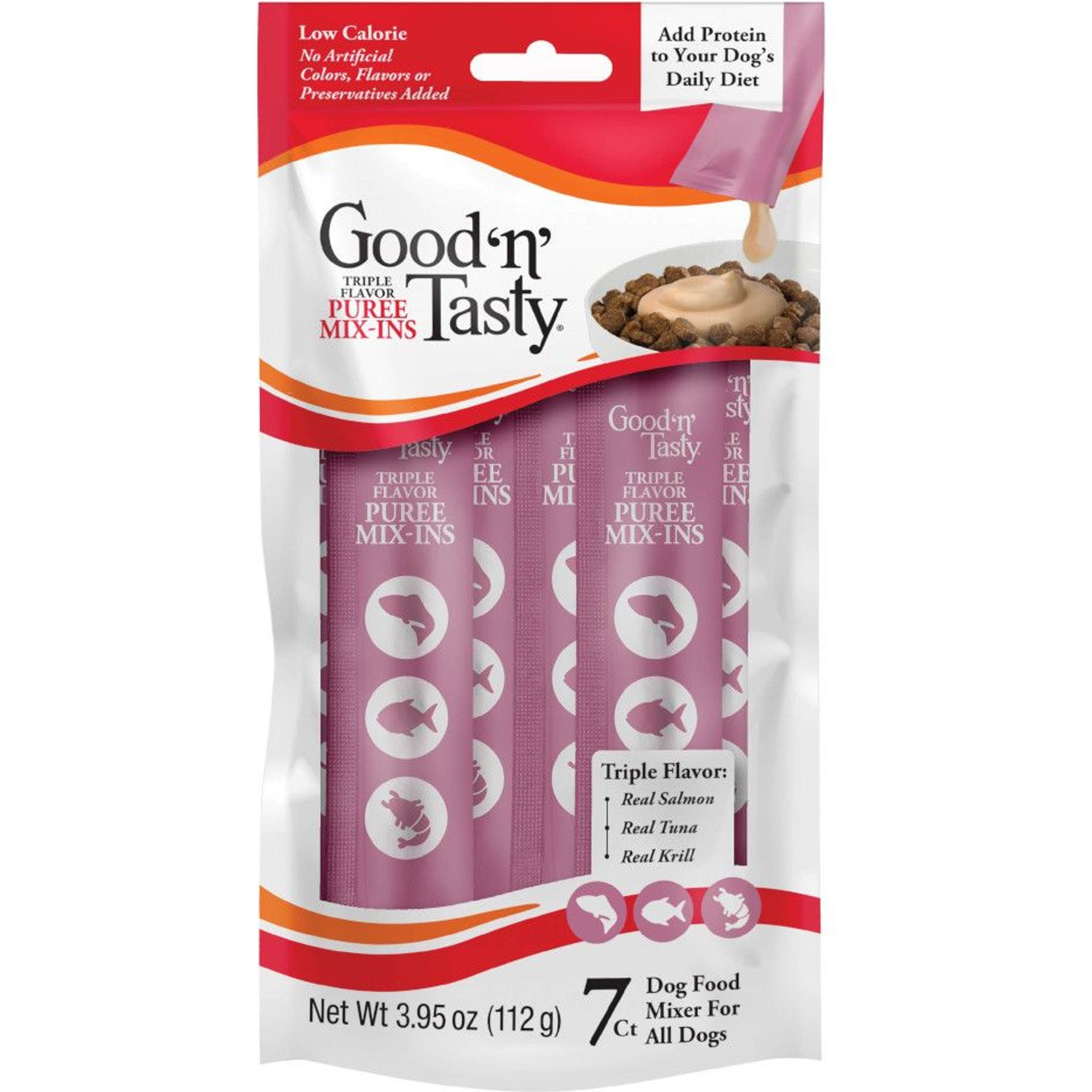 Good 'n' Tasty Triple Flavor Mix Salmon, Tuna, & Krill Puree Dog Food Topper