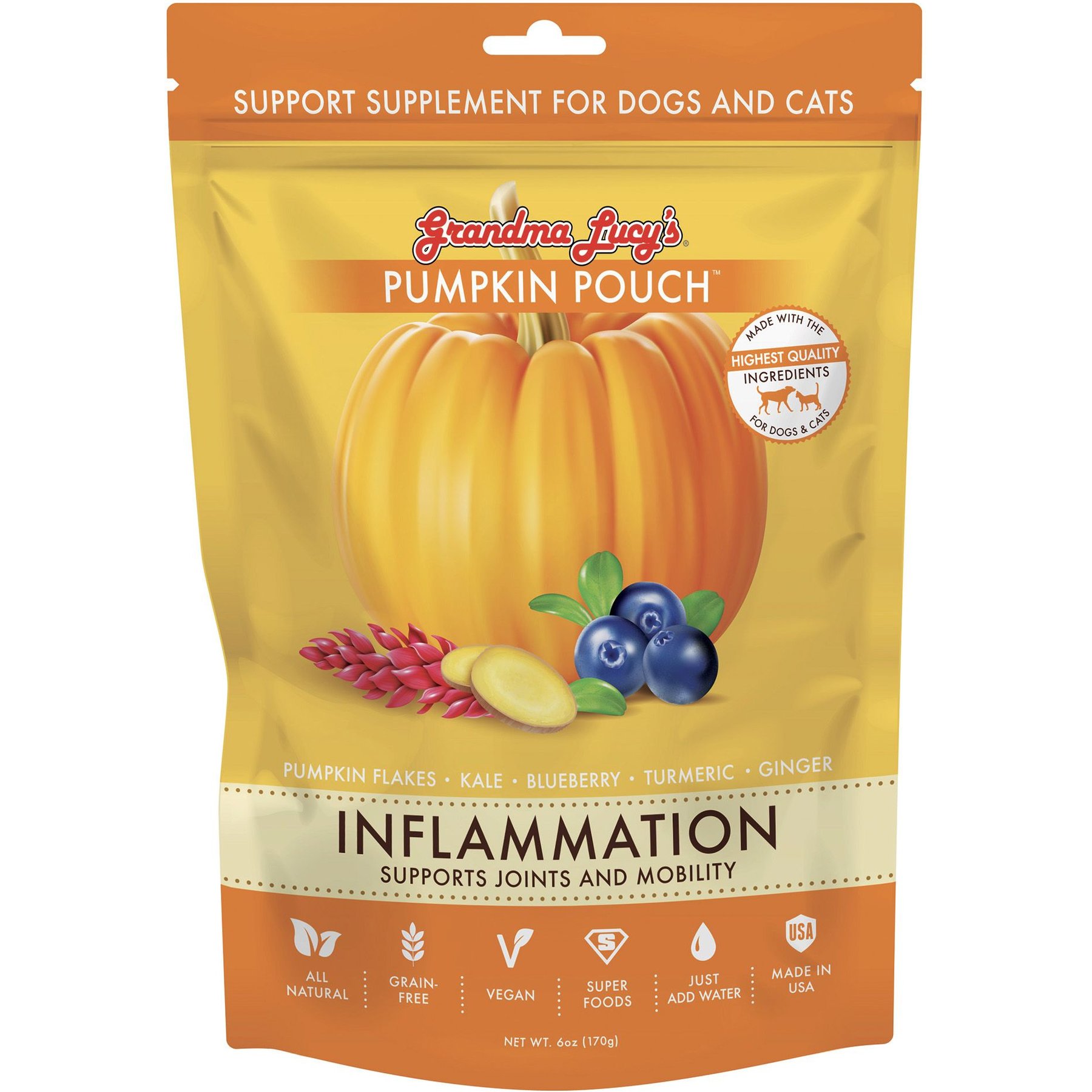 Grandma Lucy's Pumpkin Pouch Inflammation Freeze-Dried Dog & Cat Food Topper