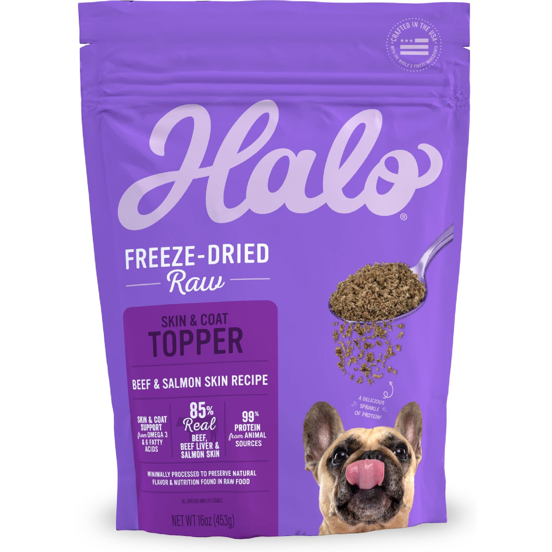 Halo Beef & Salmon Skin Recipe Freeze-Dried Raw Skin & Coat Dog Food Topper