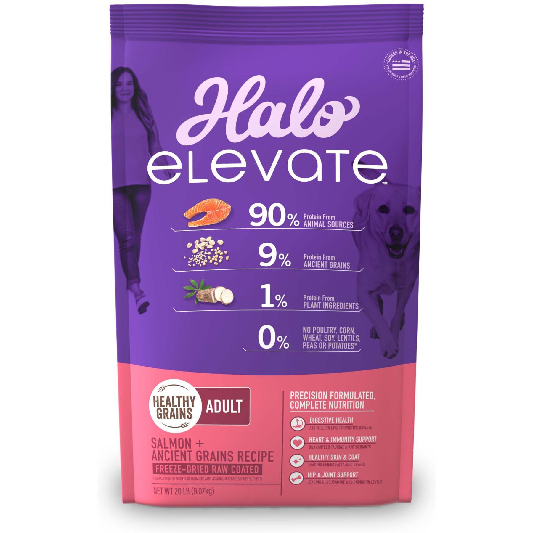 Halo Elevate Healthy Grains Salmon Recipe Dry Dog Food