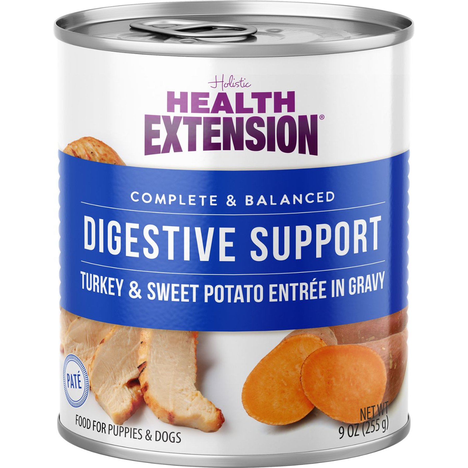 Health Extension Digestive Support Turkey & Sweet Potato Entrée in Gravy Dog Food, 9-oz can, case of 12