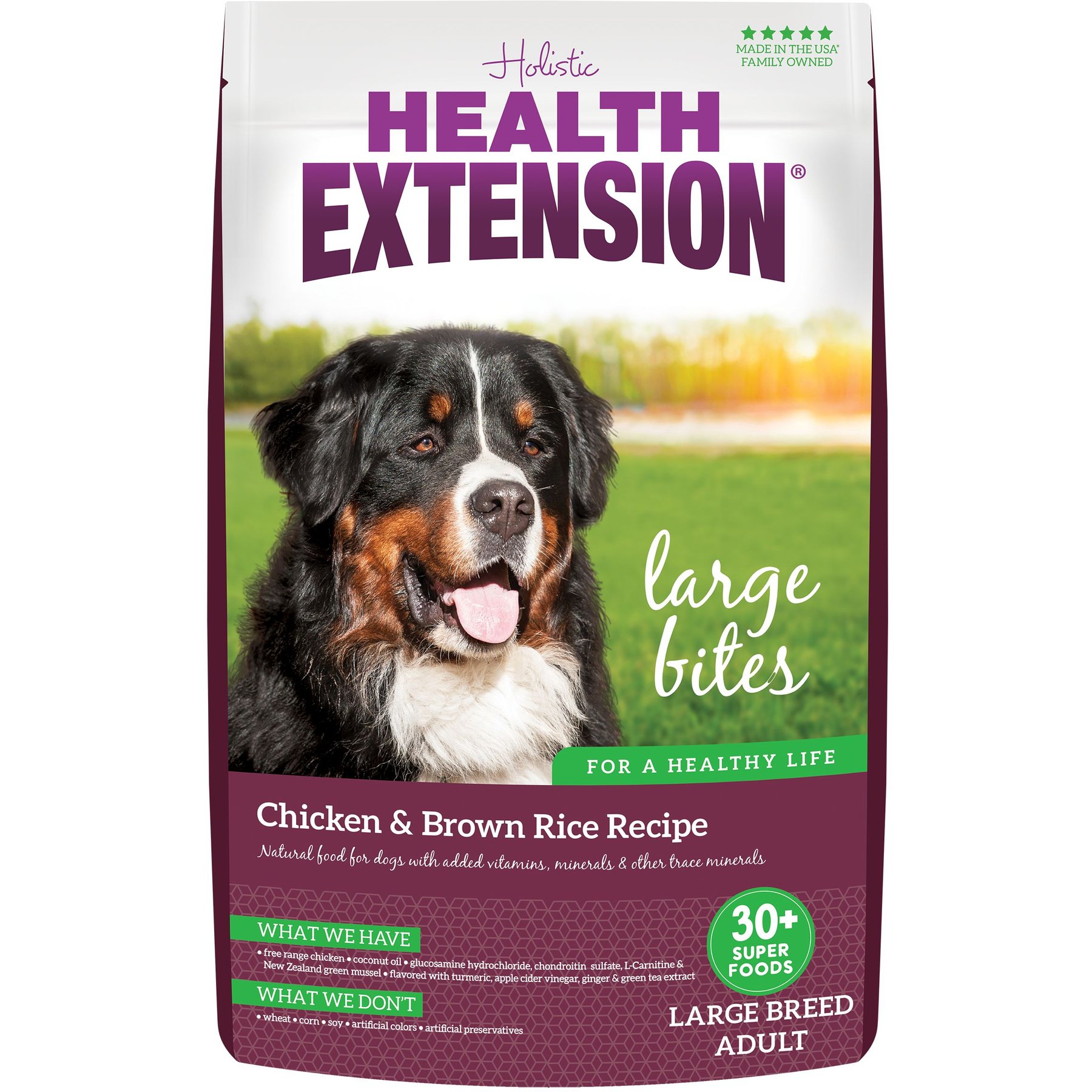 Health Extension Large Bites Chicken & Brown Rice Recipe Dry Dog Food