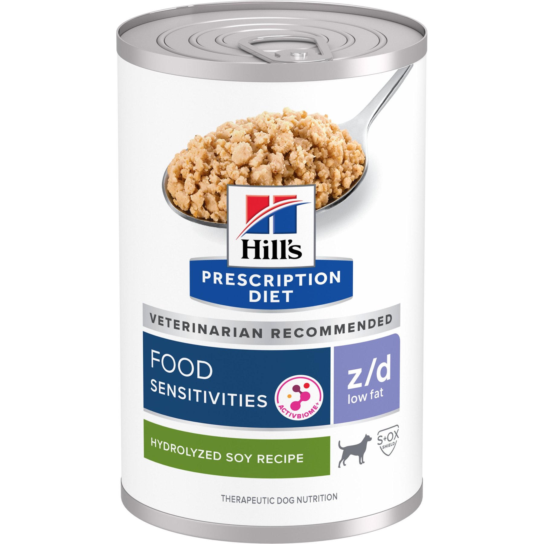Hill's Prescription Diet z/d Low Fat Hydrolyzed Soy Recipe Food Sensitivities Wet Dog Food, 13-oz can, case of 12