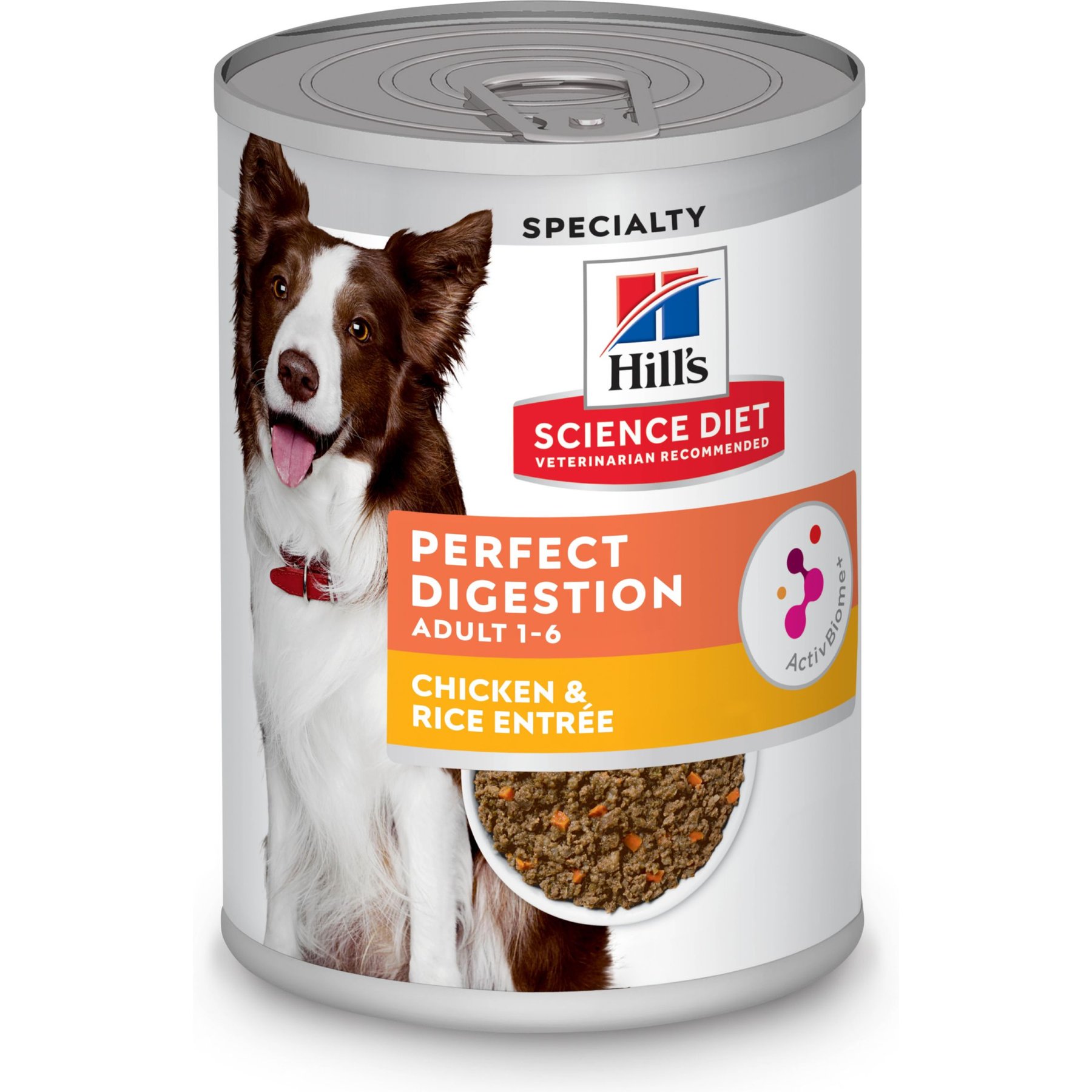 Hill's Science Diet Adult Perfect Digestion Chicken & Rice Entree Minced Wet Dog Food, 12.8-oz can, 12 count