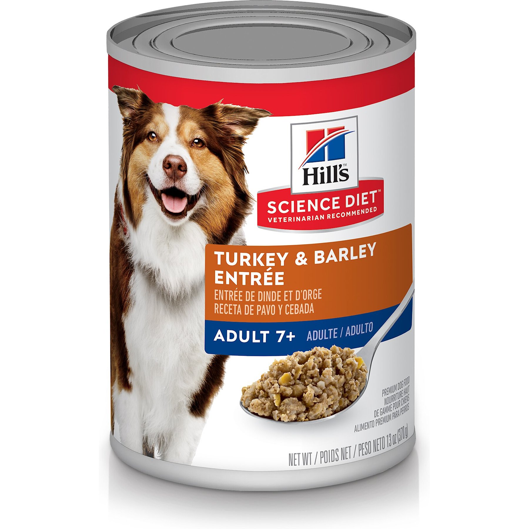 Hill's Science Diet Senior Adult 7+ Turkey & Barley Entree Wet Dog Food, 13-oz can, case of 12