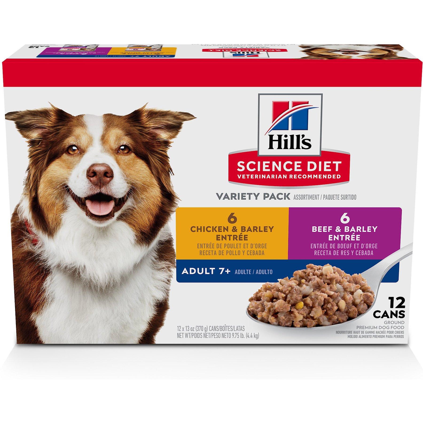 Hill's Science Diet Variety Pack Senior 7+ Wet Dog Food, 13-oz can, case of 12