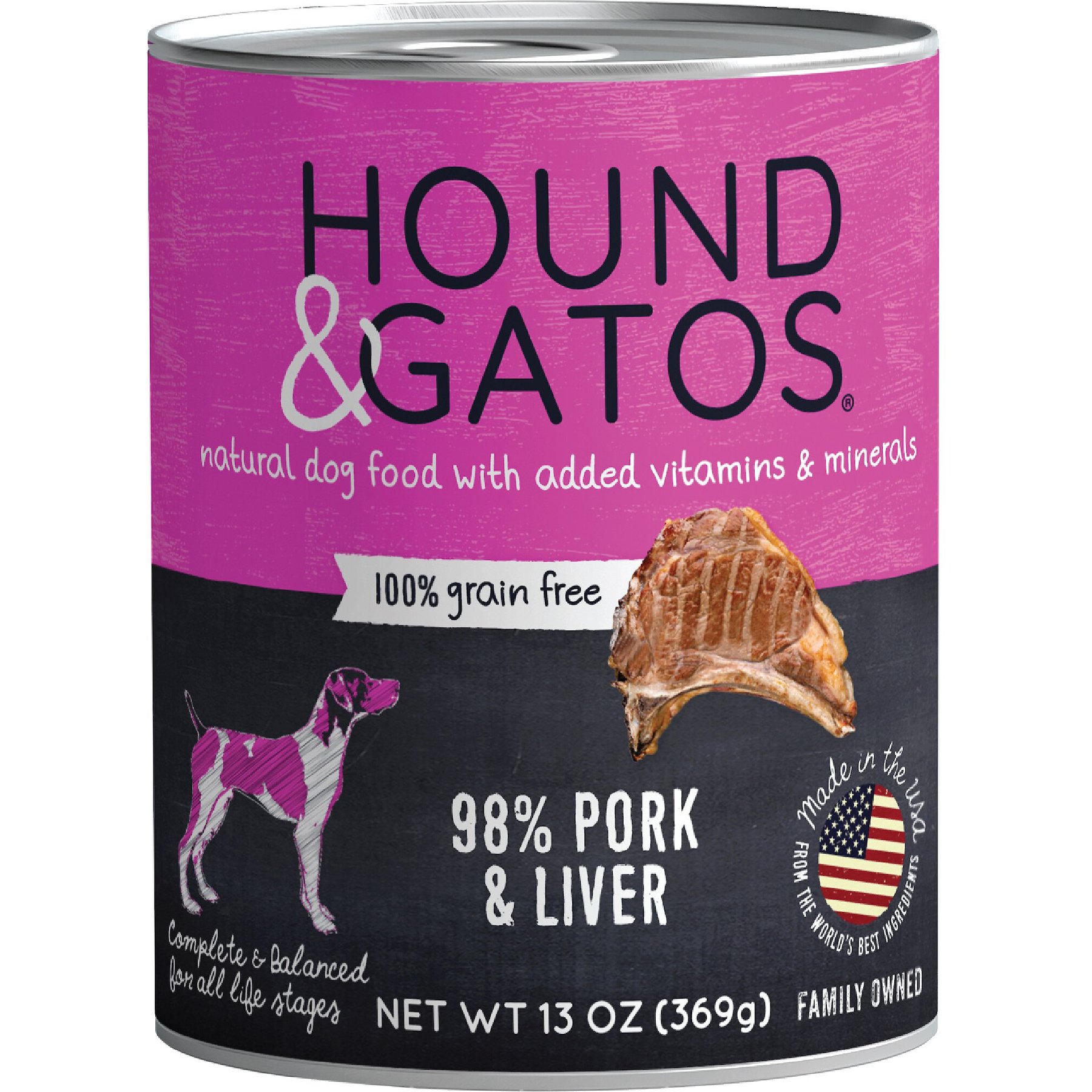Hound & Gatos 98% Pork & Liver Grain-Free Canned Dog Food