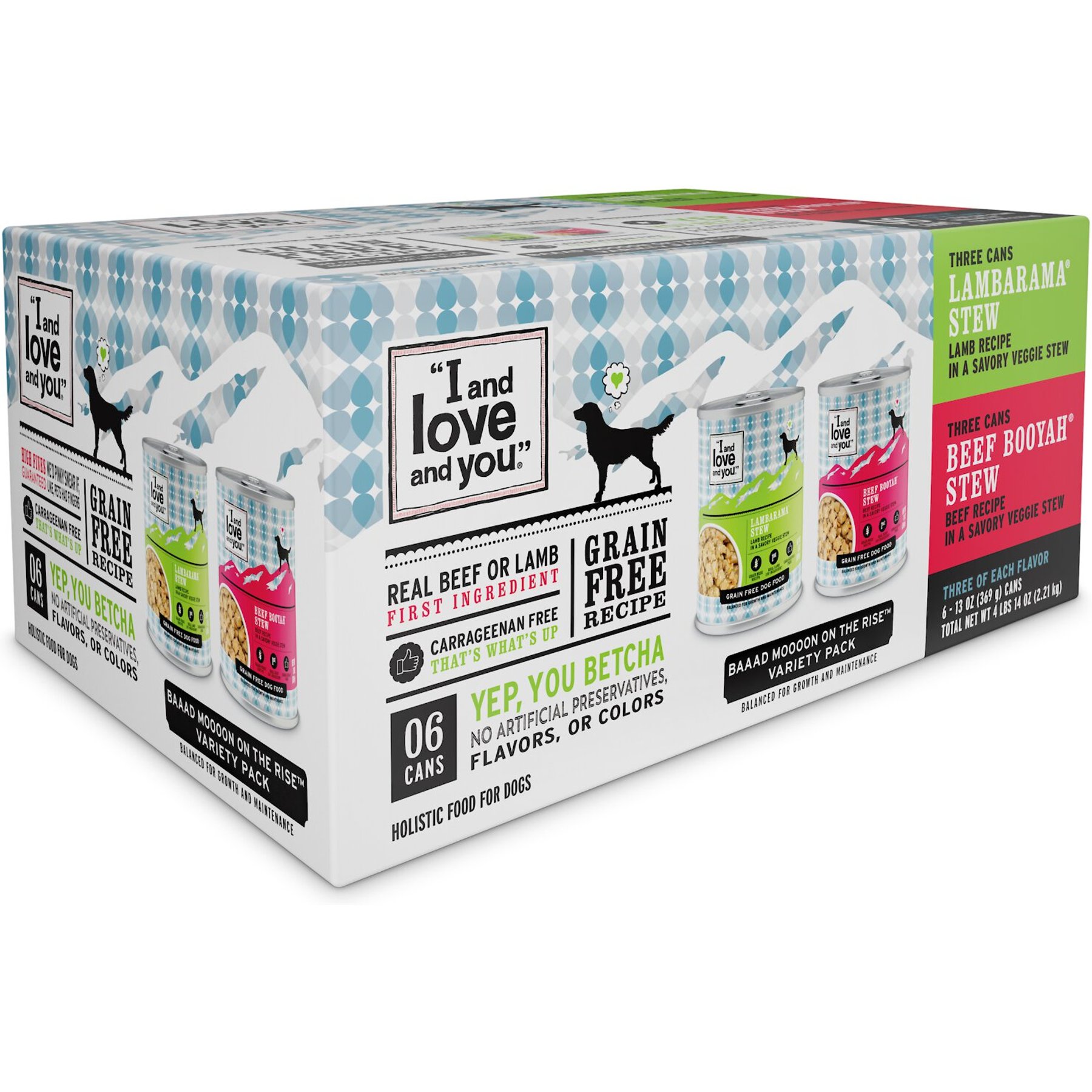 I and Love and You Beef Booyah and Lambarama Stew Grain-Free Combo Pack Canned Dog Food