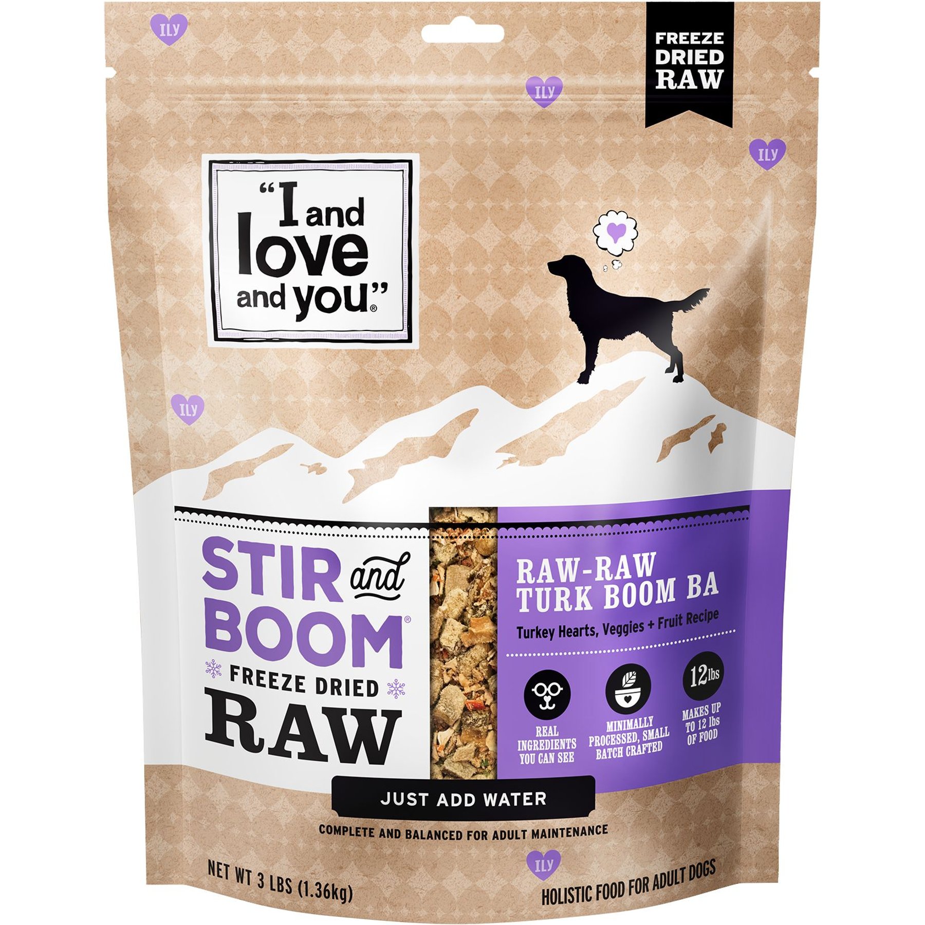 I and Love and You Stir and Boom Raw Raw Turk Boom Ba Dinner Grain-Free Dehydrated Dog Food