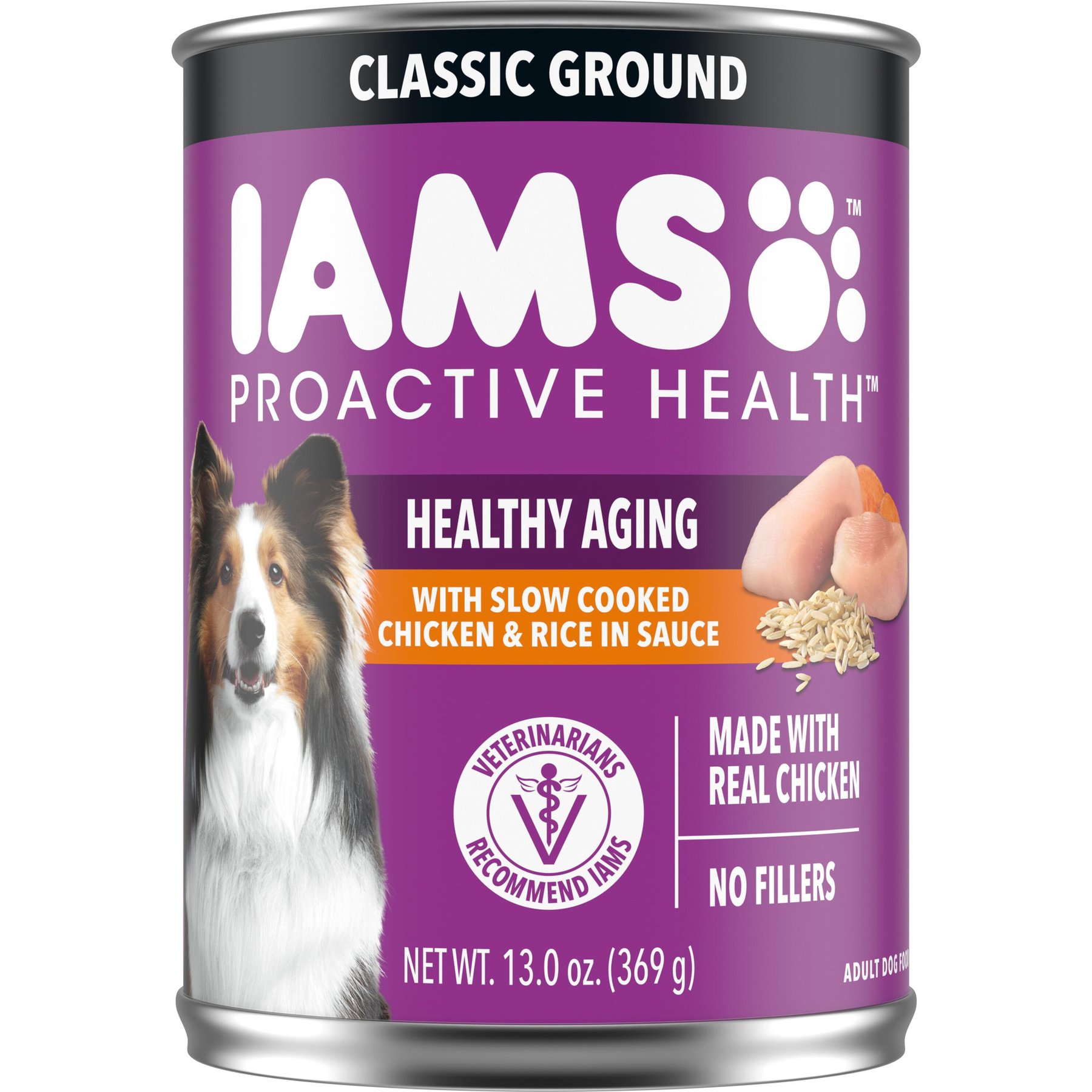 Iams ProActive Health Classic Ground with Slow Cooked Chicken & Rice Healthy Aging Senior Canned Wet Dog Food
