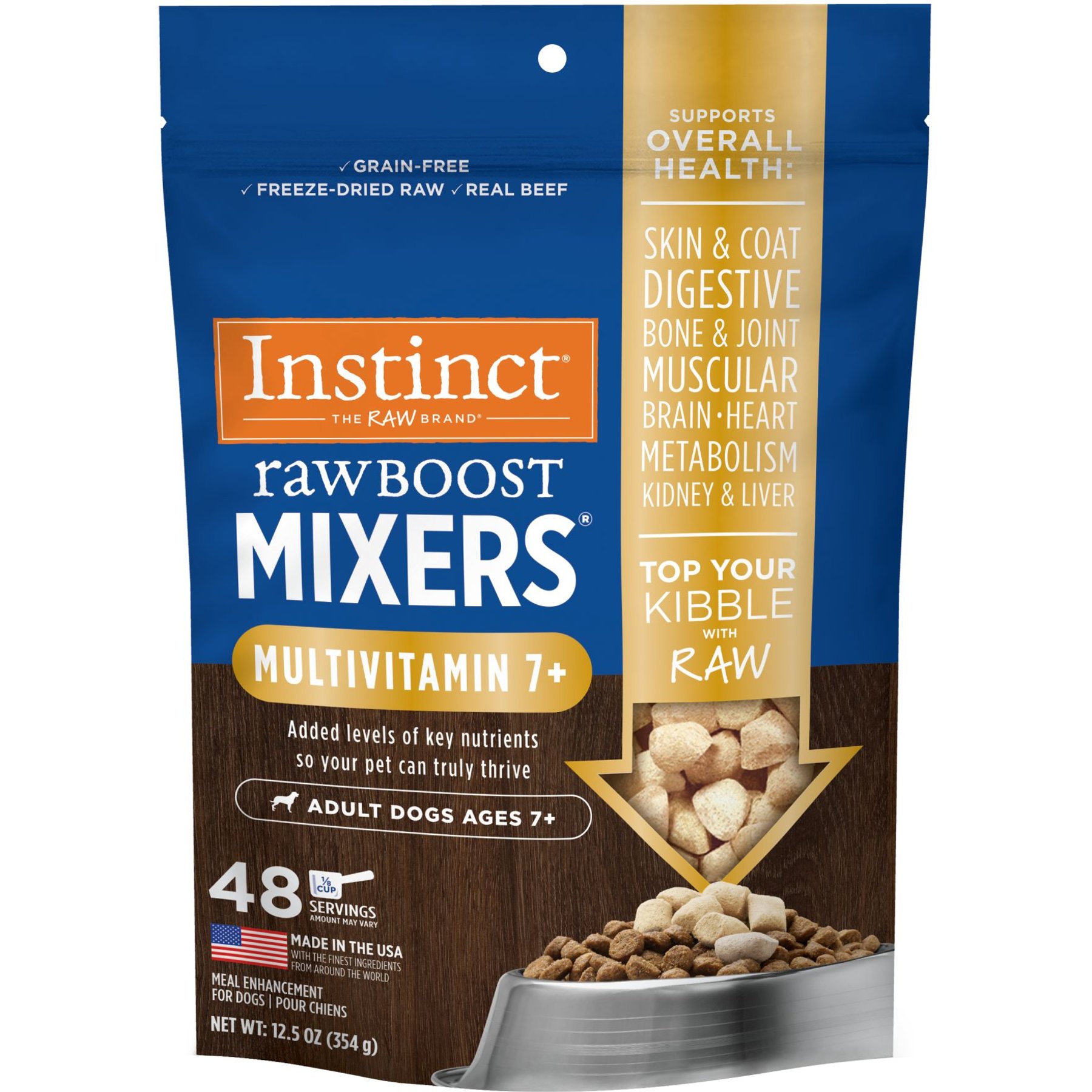 Instinct Boost Mixers Multivitamin Grain-Free Freeze-Dried Raw Adult 7+ Dog Food Topper