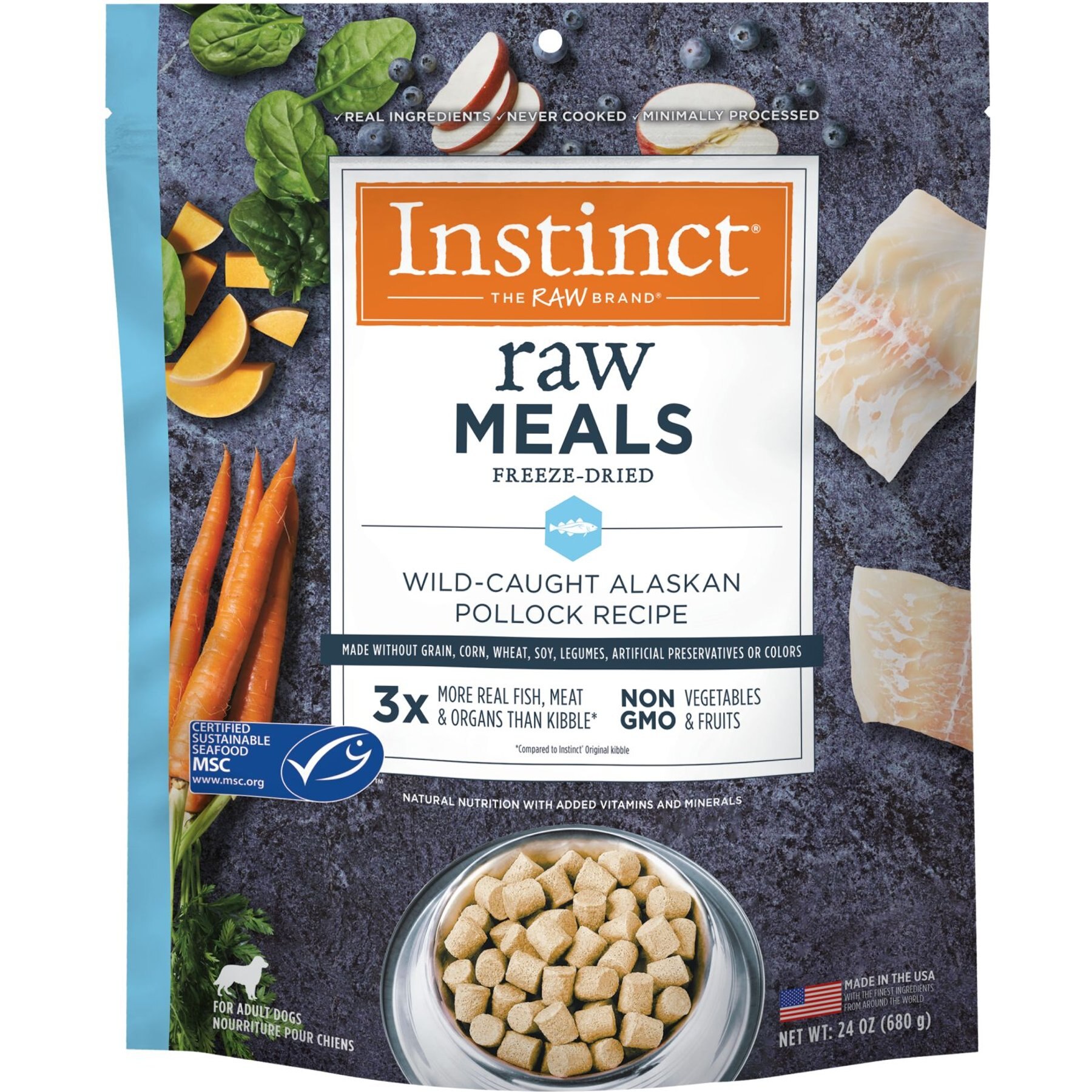 Instinct Freeze-Dried Raw Meals Grain-Free Wild-Caught Alaskan Pollock Recipe Dog Food