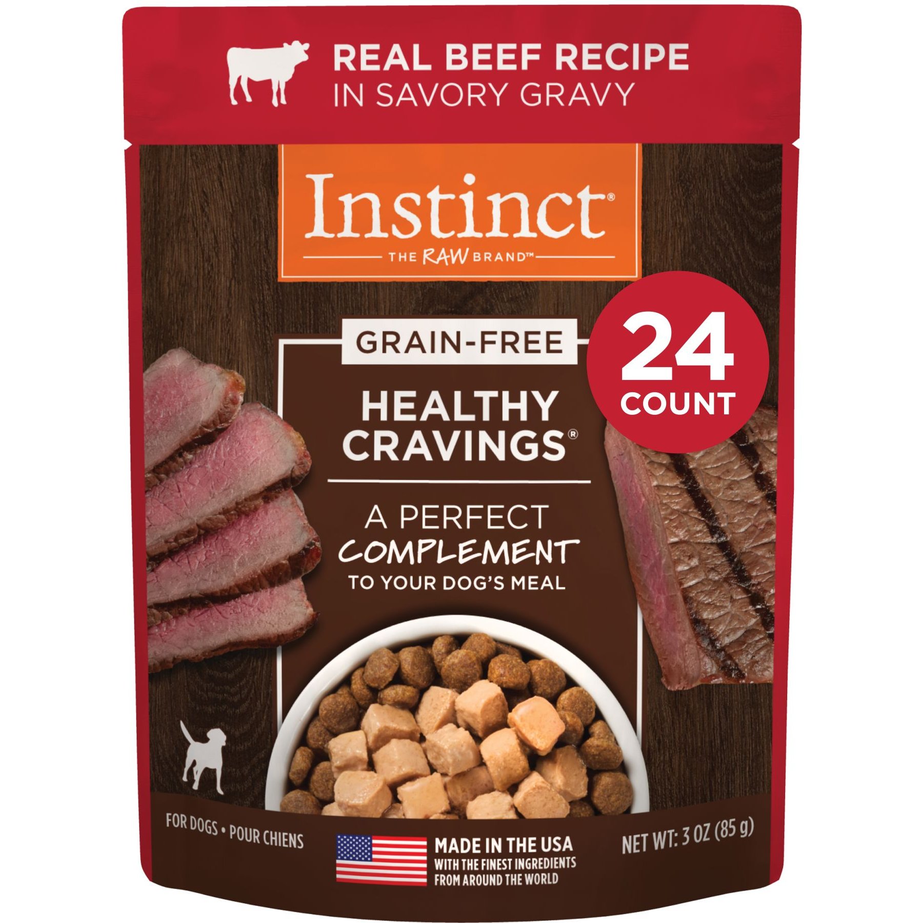Instinct Healthy Cravings Real Beef Recipe in Savory Gravy Grain-Free Wet Dog Food Topper