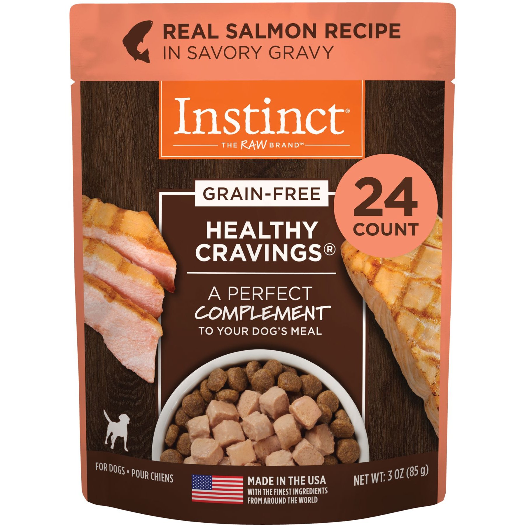 Instinct Healthy Cravings Real Salmon Recipe in Savory Gravy Grain-Free Wet Dog Food Topper
