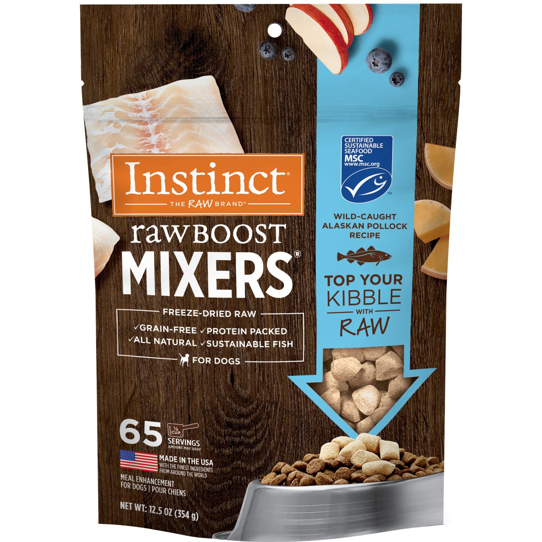 Instinct Raw Boost Mixers Wild Caught Alaskan Pollock Recipe High-Protein Grain-Free Freeze-Dried Dog Food Topper