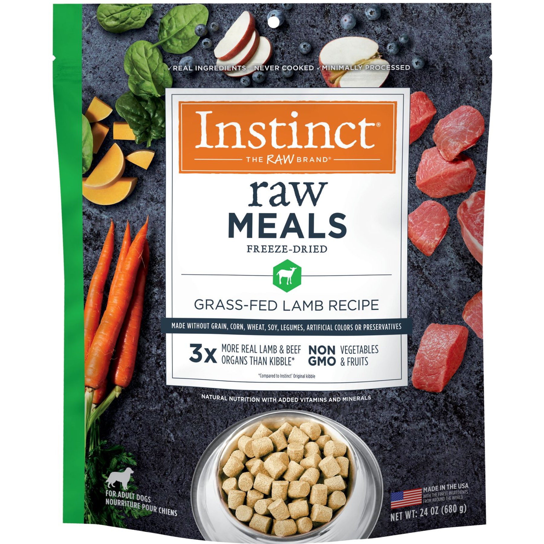 Instinct Raw Meals Grass-Fed Lamb Recipe Grain-Free Adult Freeze-Dried Dog Food