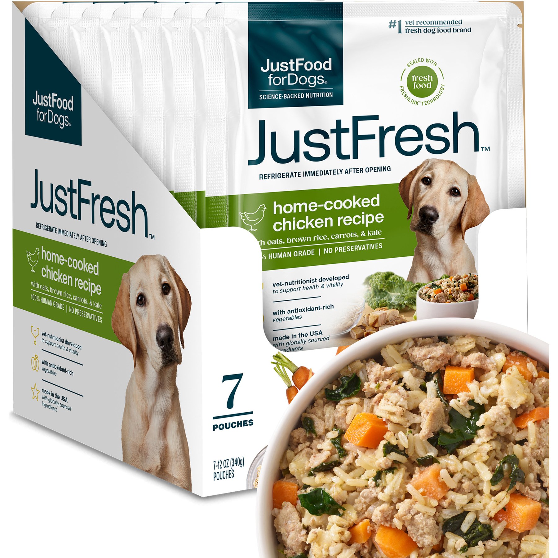 JustFoodForDogs JustFresh Human Grade Home-Cooked Chicken Recipe Fresh Dog Food