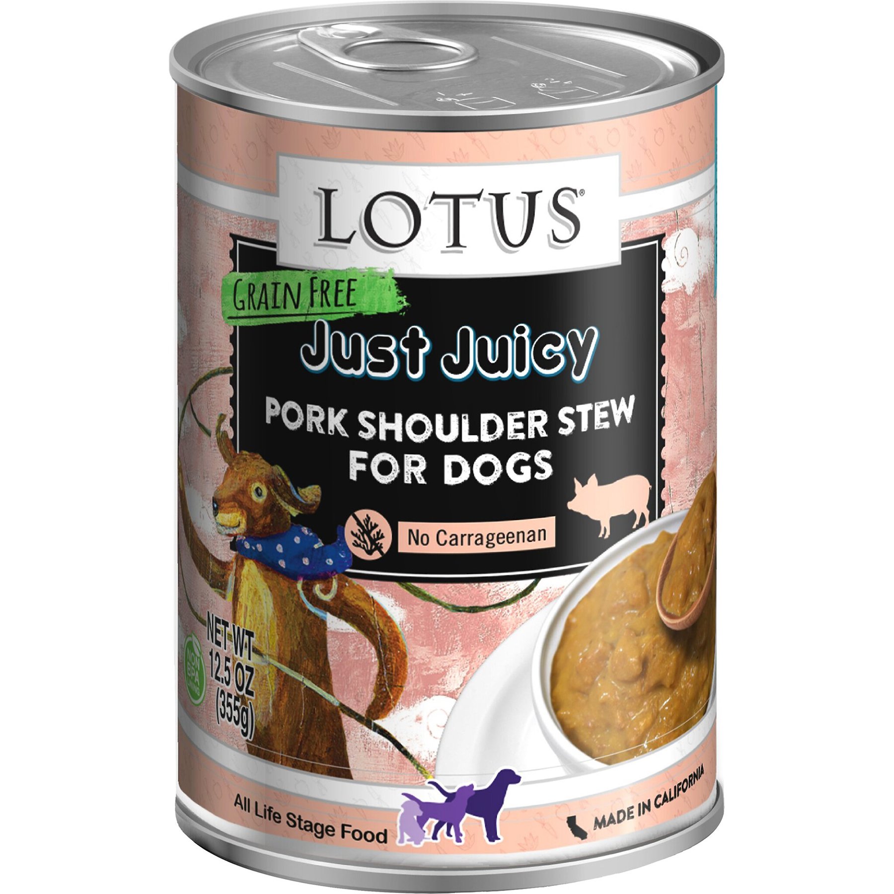 Lotus Just Juicy Pork Shoulder Stew Grain-Free Canned Dog Food