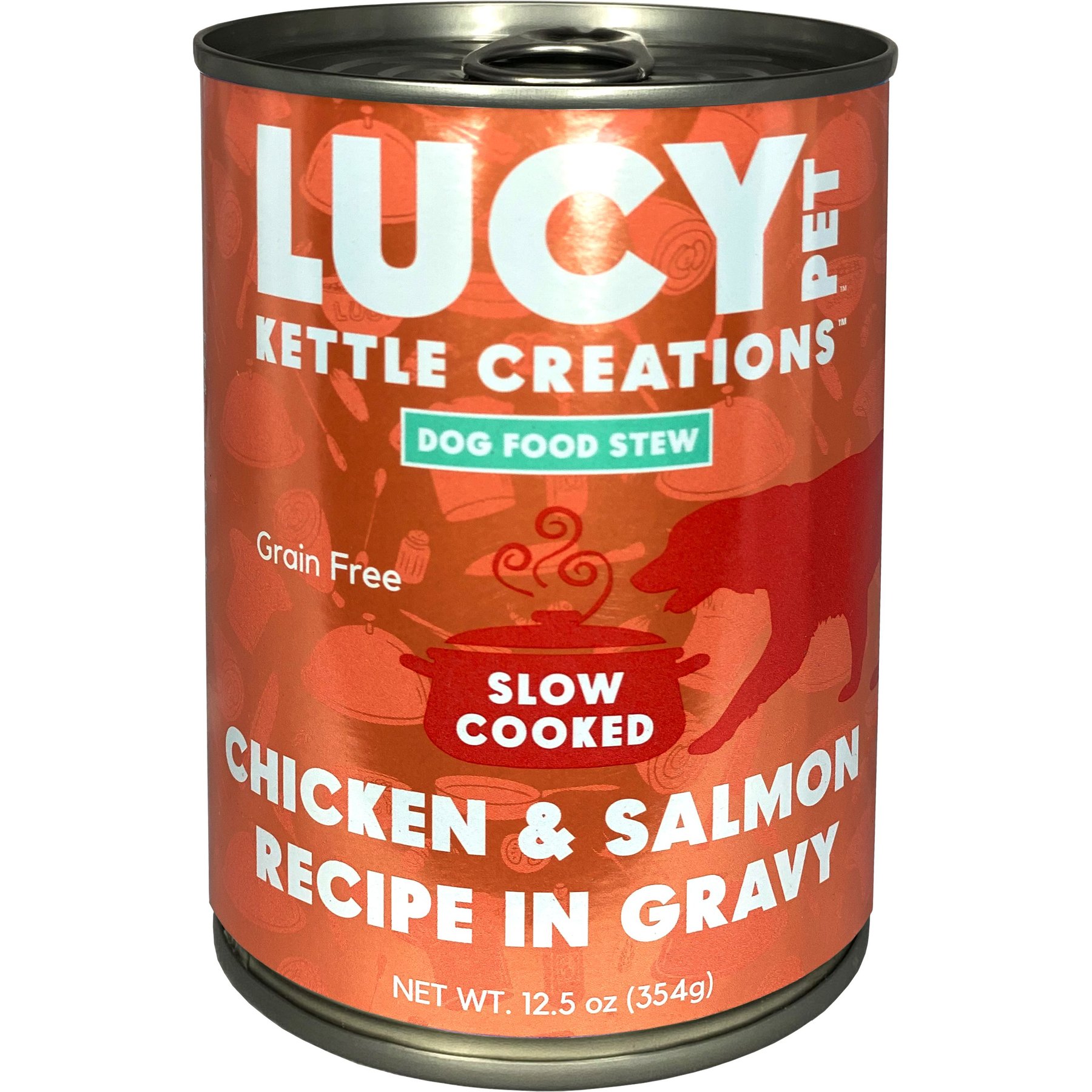 Lucy Pet Products Kettle Creations Chicken & Salmon Recipe in Gravy Wet Dog Food, 12.5-oz can, case of 12