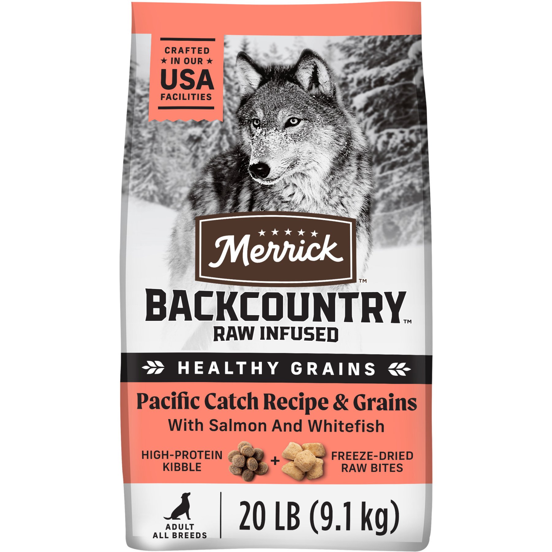 Merrick Backcountry Chicken-Free Raw Infused Pacific Catch Recipe with Healthy Grains Dry Dog Food