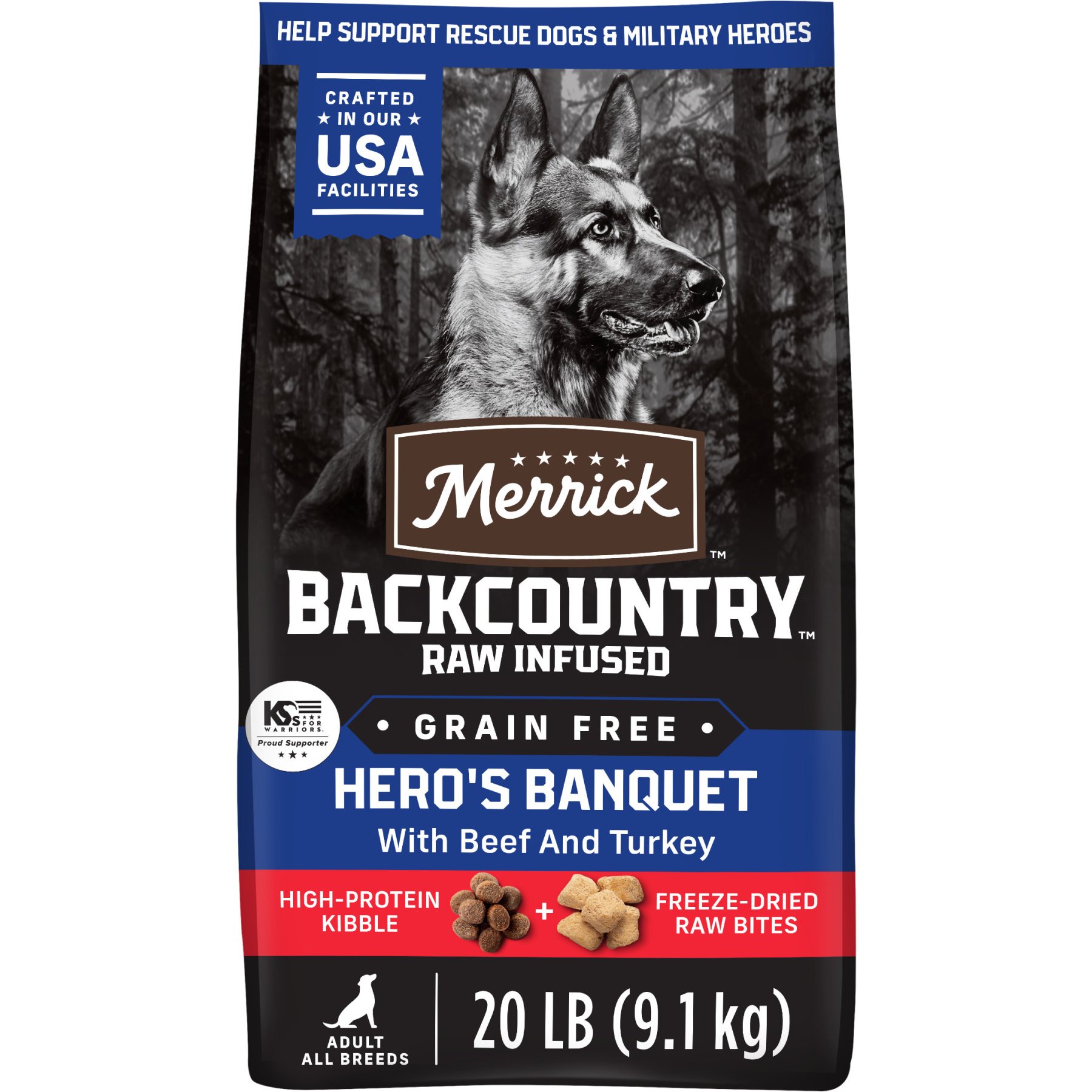 Merrick Backcountry Freeze-Dried Raw Hero's Banquet Recipe Dry Dog Food