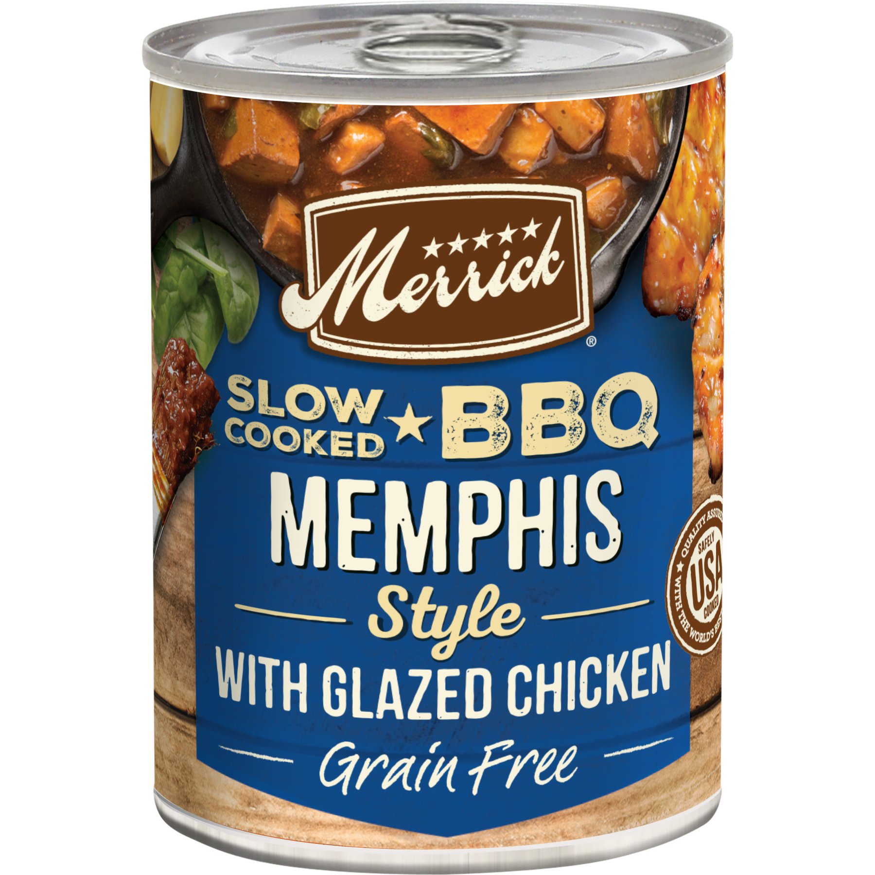 Merrick Grain-Free Wet Dog Food Slow-Cooked BBQ Memphis Style with Glazed Chicken