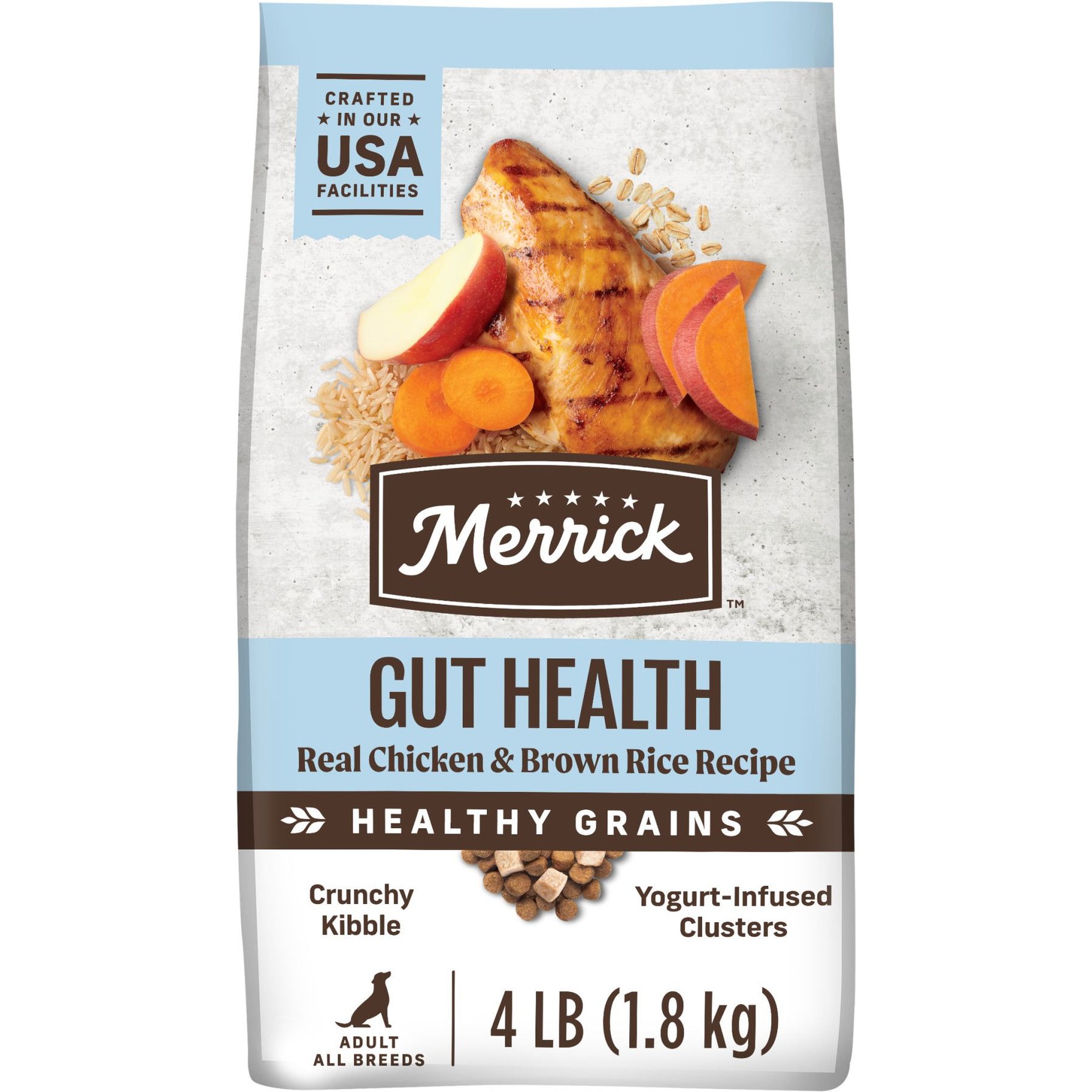 Merrick Gut Healthy Grains Recipe Adult Natural Chicken & Rice Yogurt-Infused Clusters Dry Dog Food