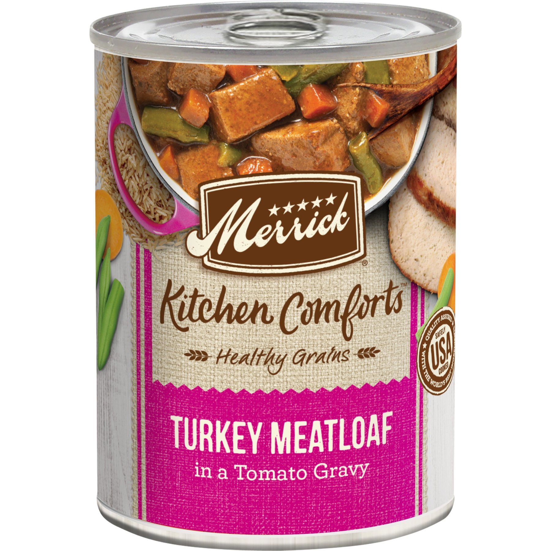 Merrick Kitchen Comforts Healthy Grains Turkey Meatloaf with Brown Rice Wet Dog Food, 12.7-oz can, case of 12