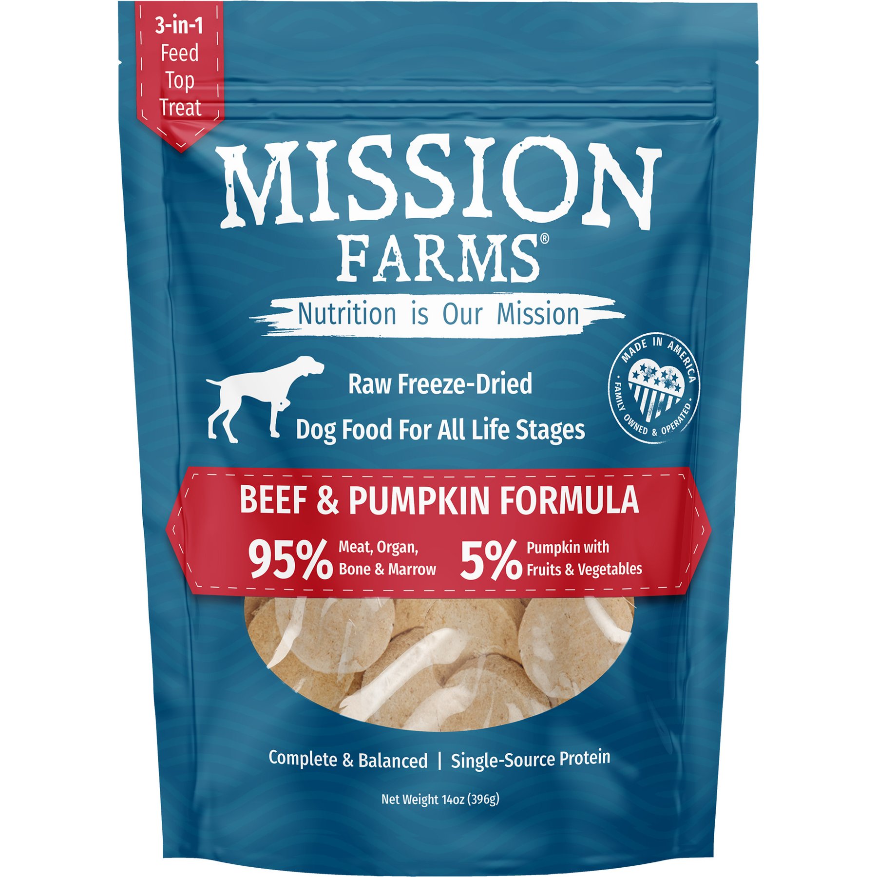 Mission Farms Grass-Fed Beef & Pumpkin Adult Freeze-Dried Dog Food